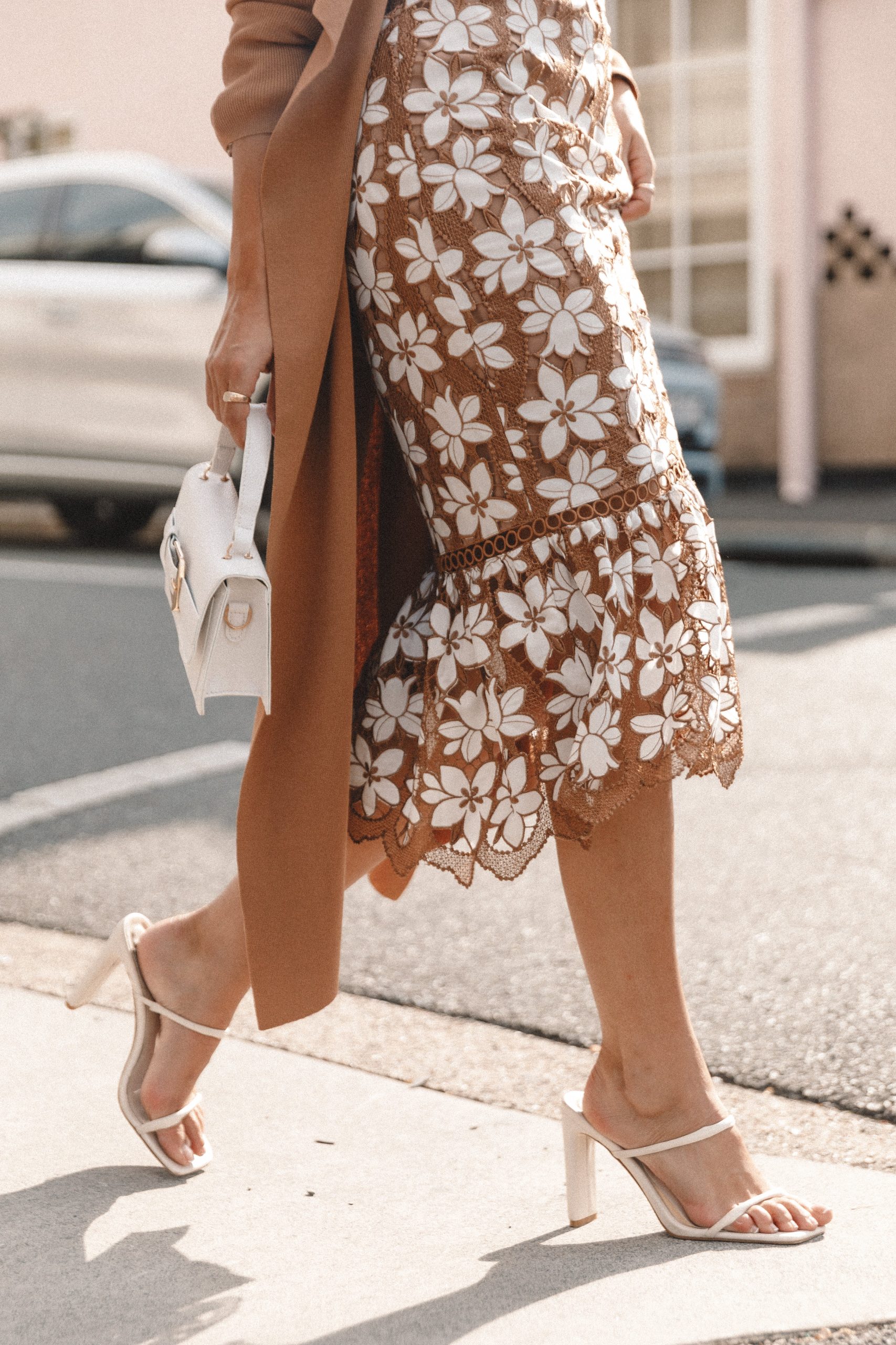 Pierre Long Sleeve Lace Maxi Dress - Mocha - Image 2