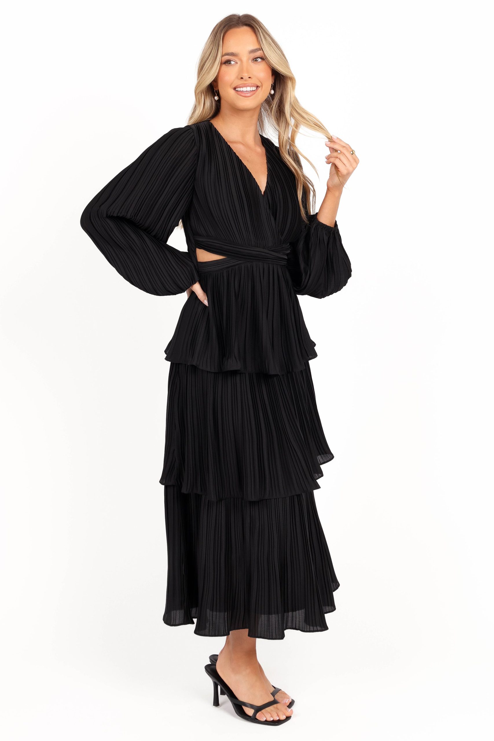 PIppa Long SLeeve Midi Dress - Black - Image 7