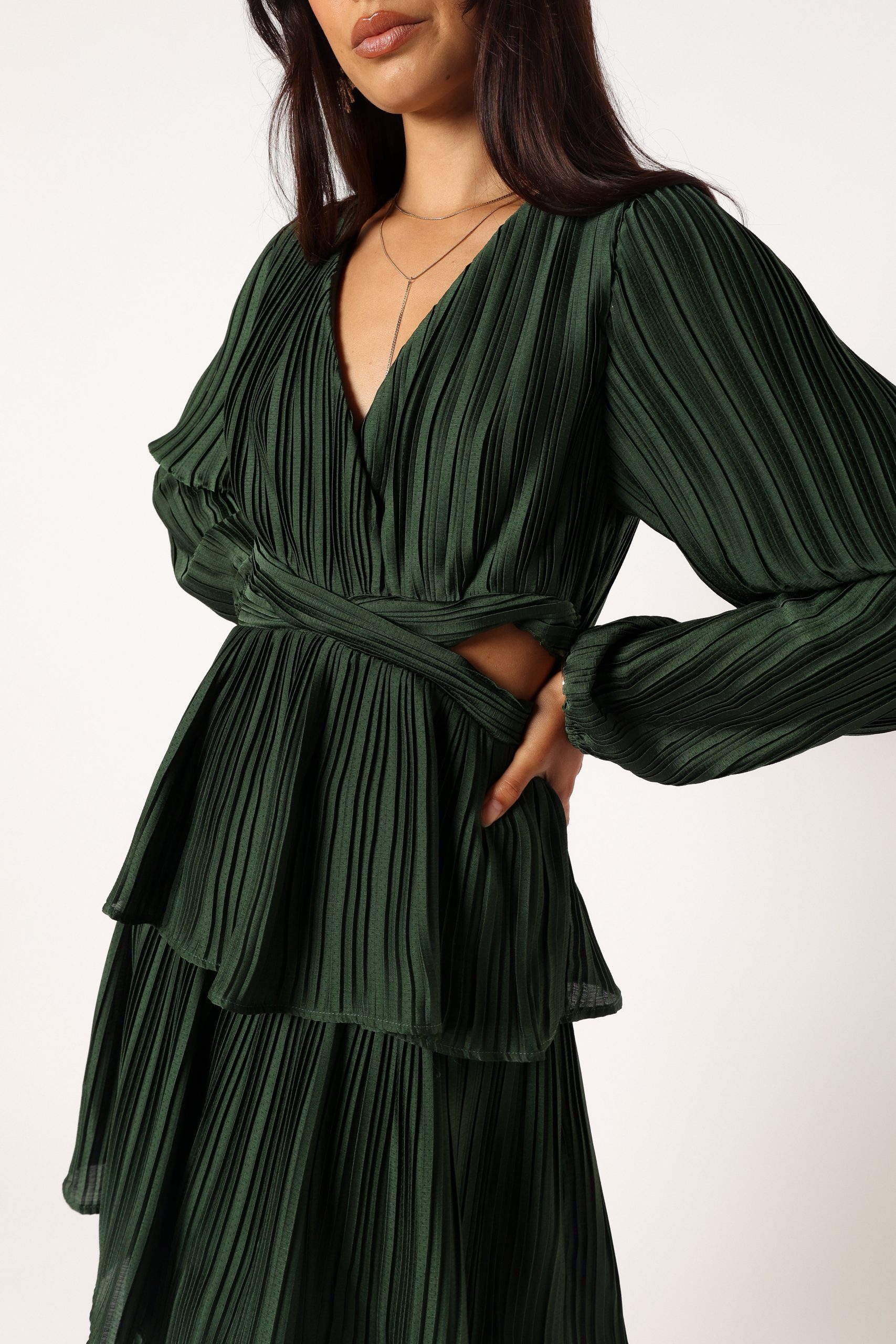 Pippa Long Sleeve Midi Dress - Emerald - Image 3