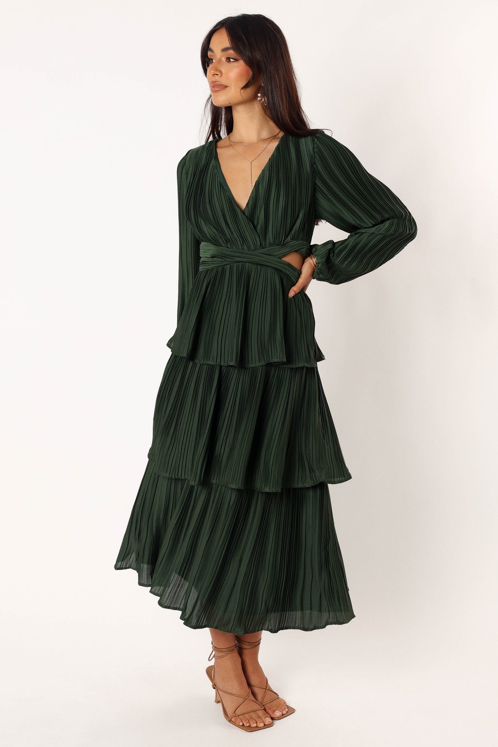 Pippa Long Sleeve Midi Dress - Emerald - Image 2