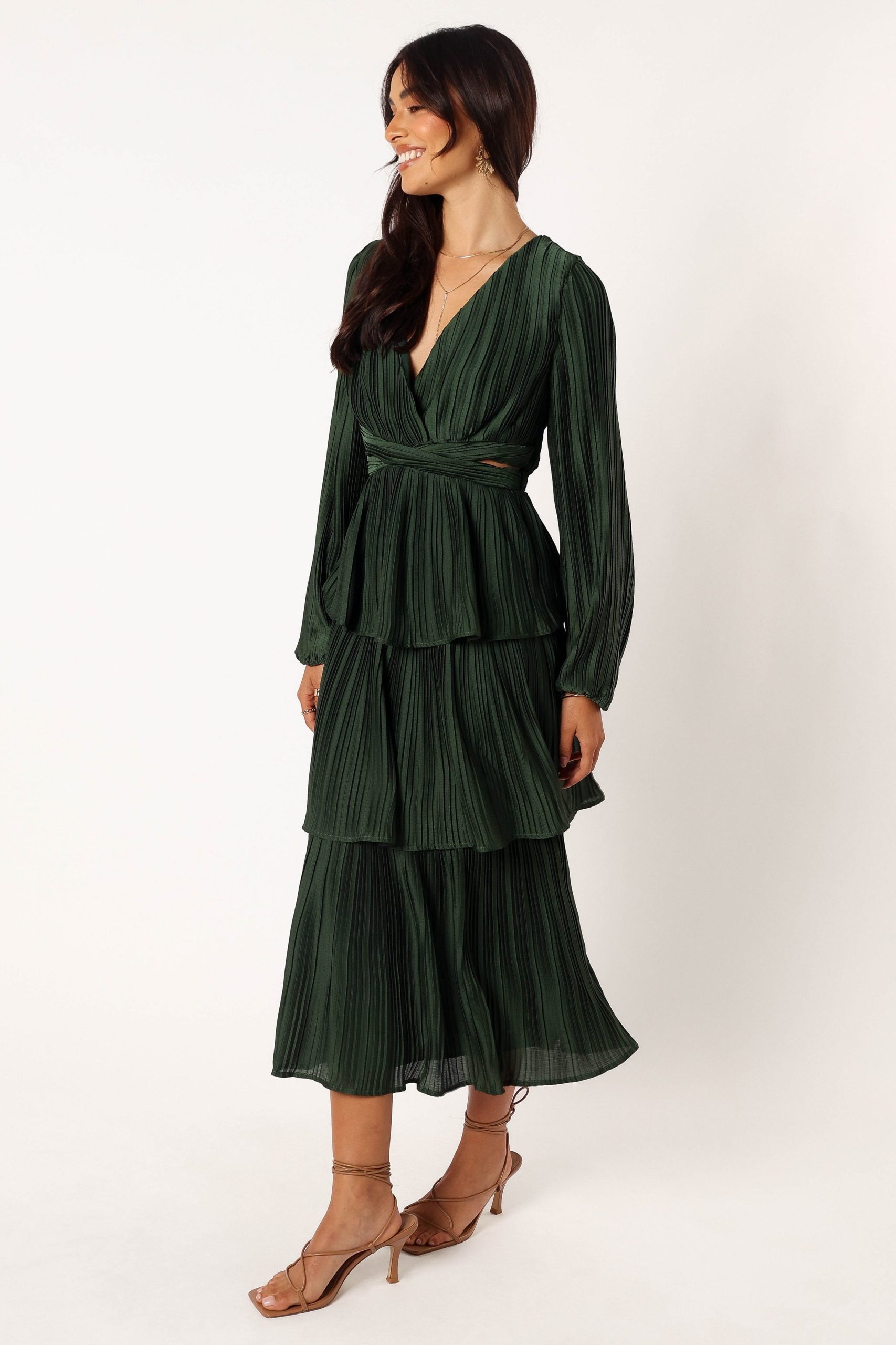 Pippa Long Sleeve Midi Dress - Emerald - Image 4
