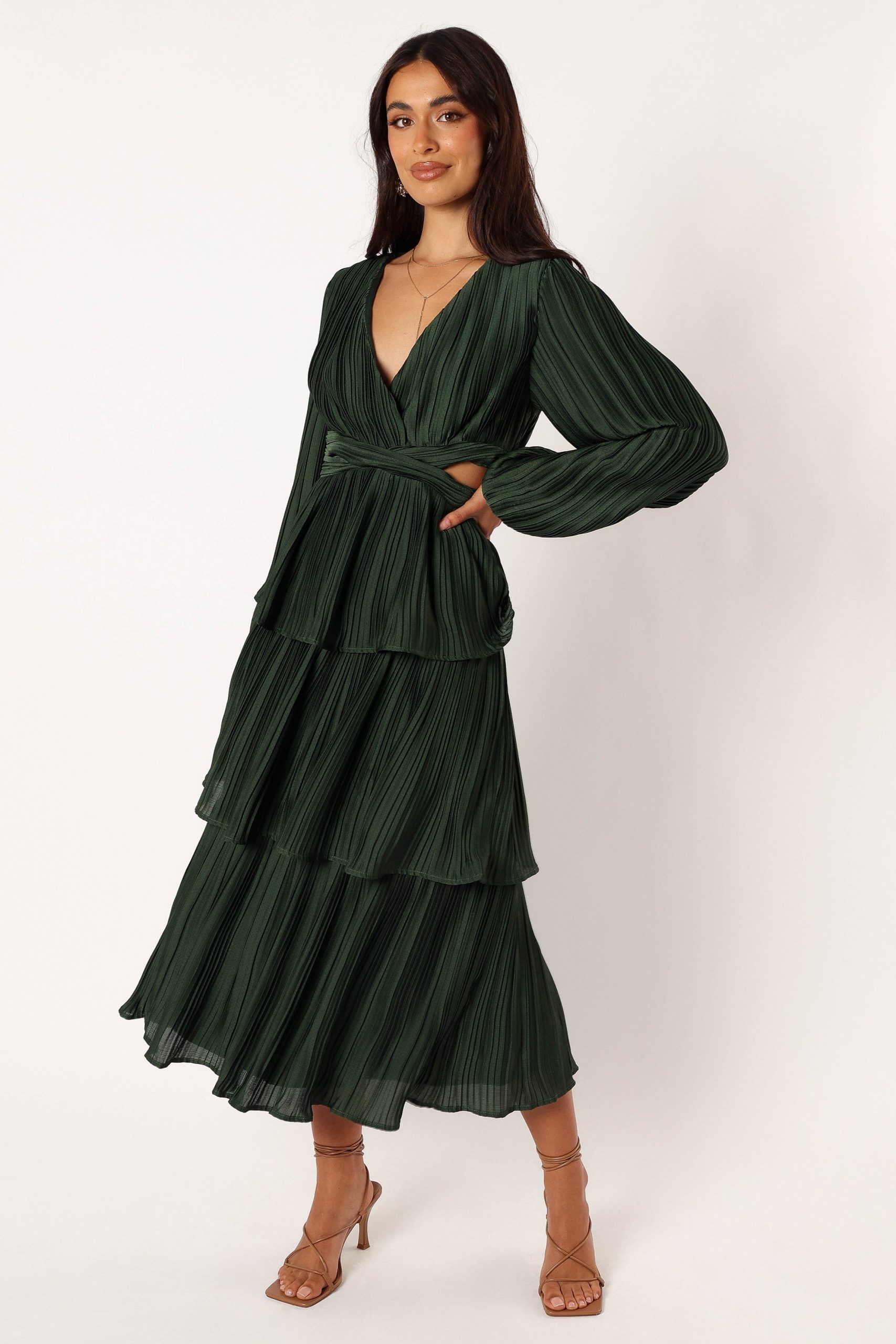 Pippa Long Sleeve Midi Dress - Emerald - Image 6