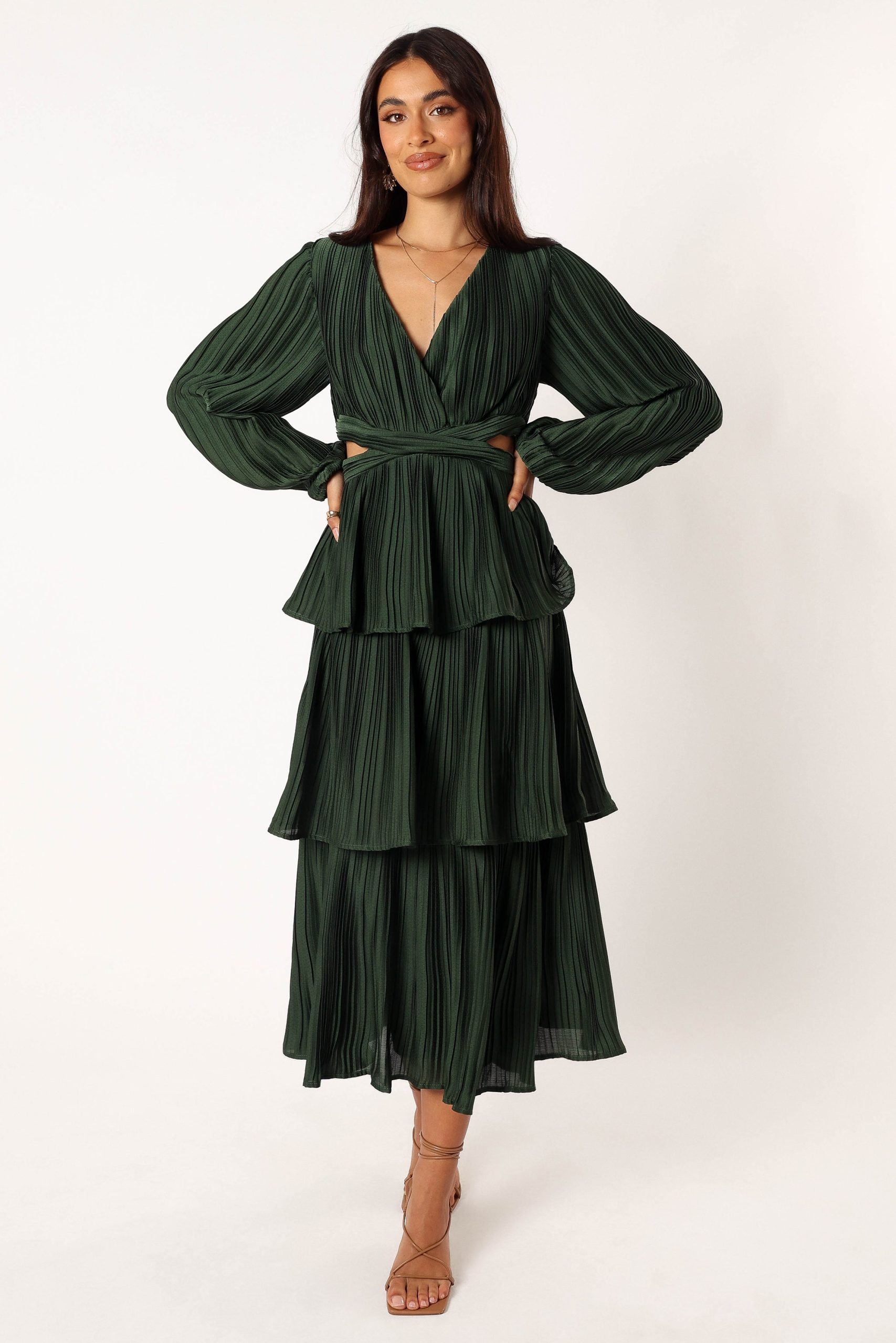 Pippa Long Sleeve Midi Dress - Emerald - Image 8