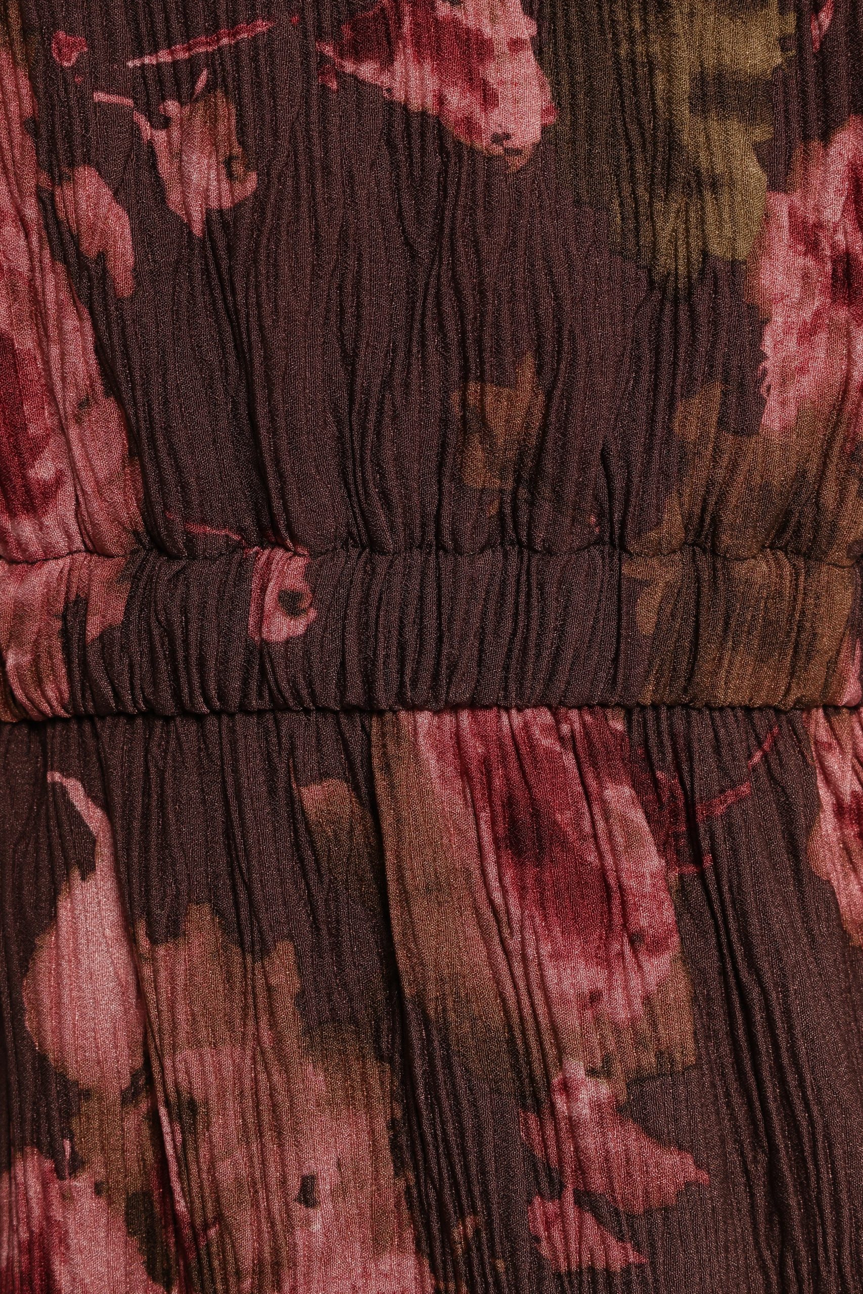 Pontee One Shoulder Pleated Midi Dress - Chocolate Brown - Image 8