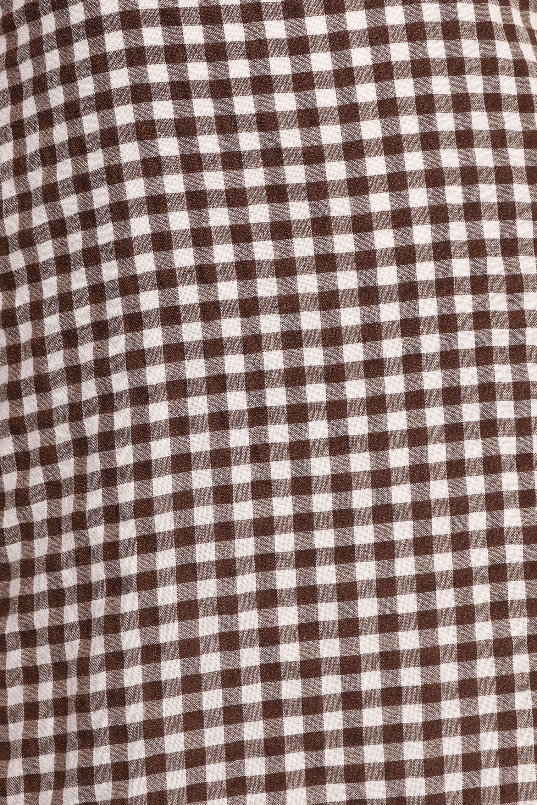 Queenie Midi Dress - Brown Gingham - Image 5