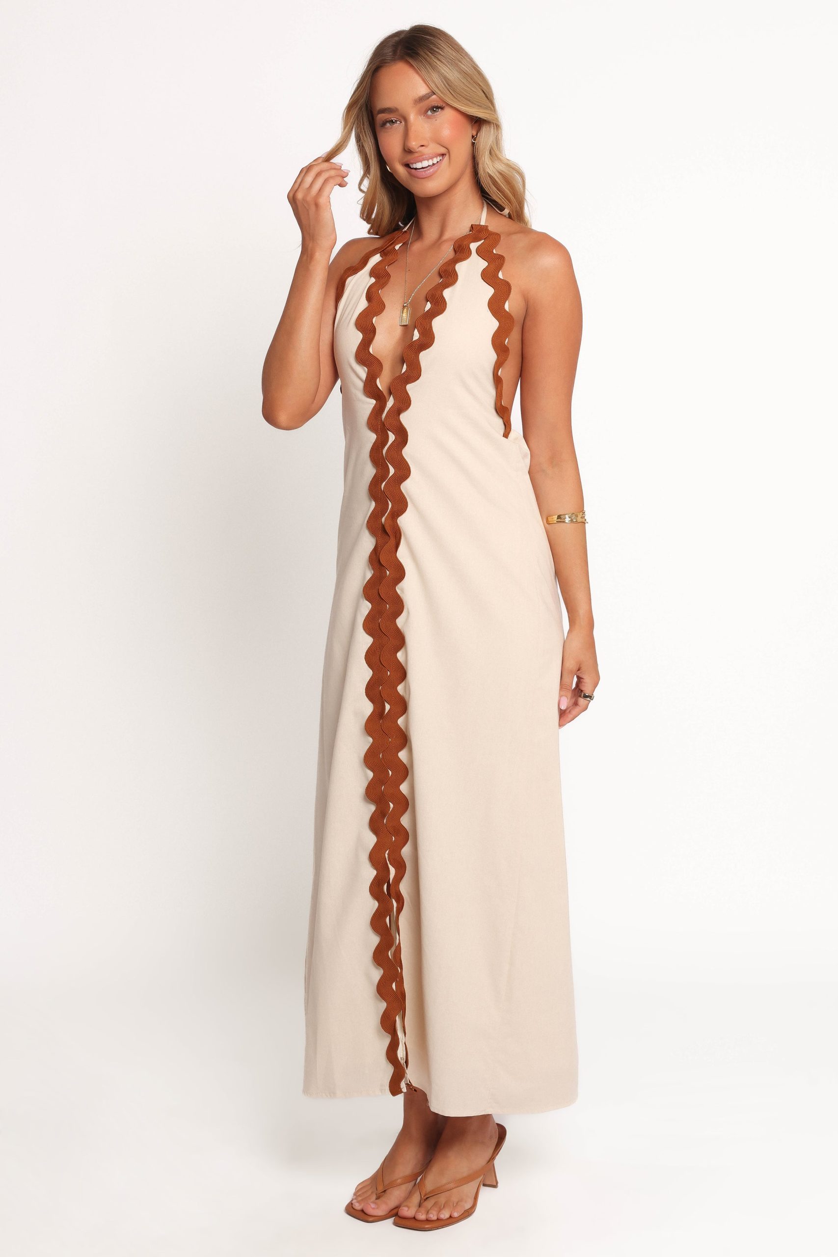 Quinley Maxi Dress - Brown/Cream - Image 3