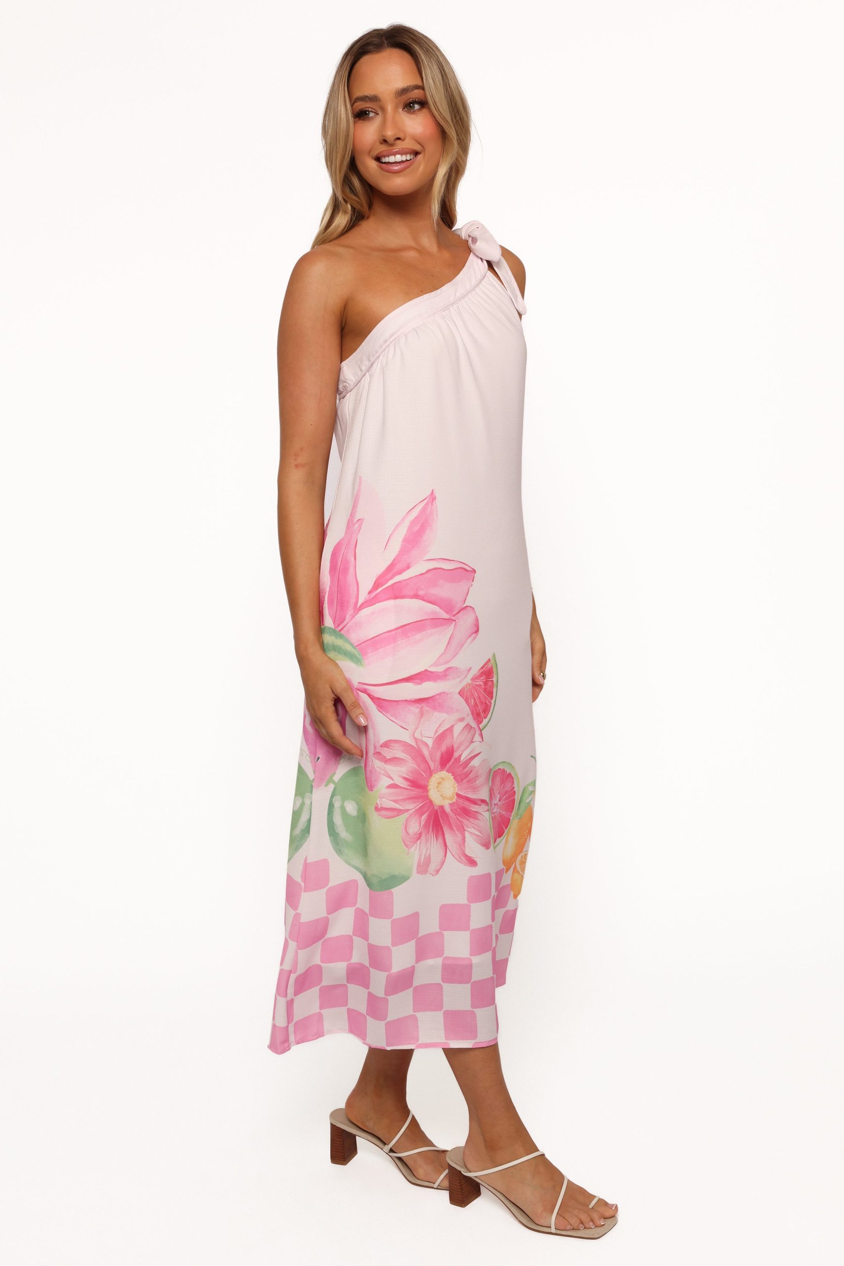 Reagan One Shoulder Midi Dress - Pink - Image 6