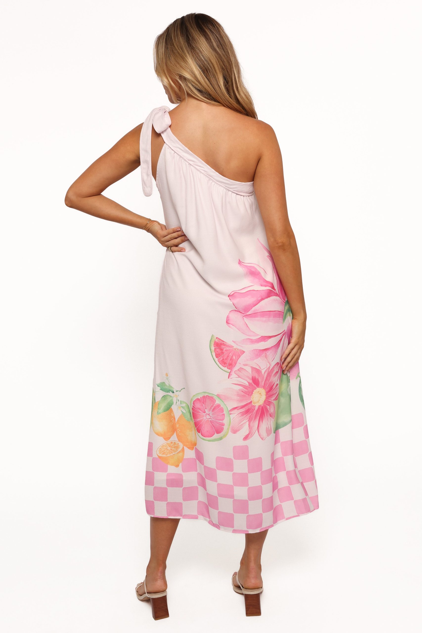 Reagan One Shoulder Midi Dress - Pink - Image 5
