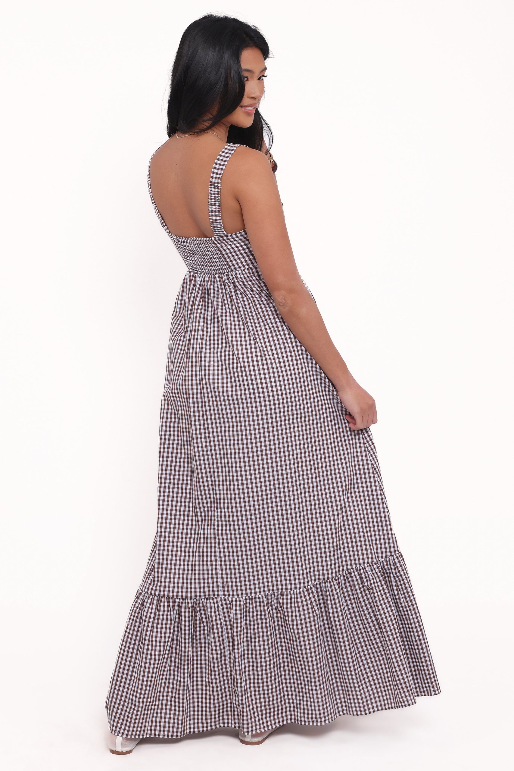 Reid Maxi Dress - Brown Gingham - Image 5
