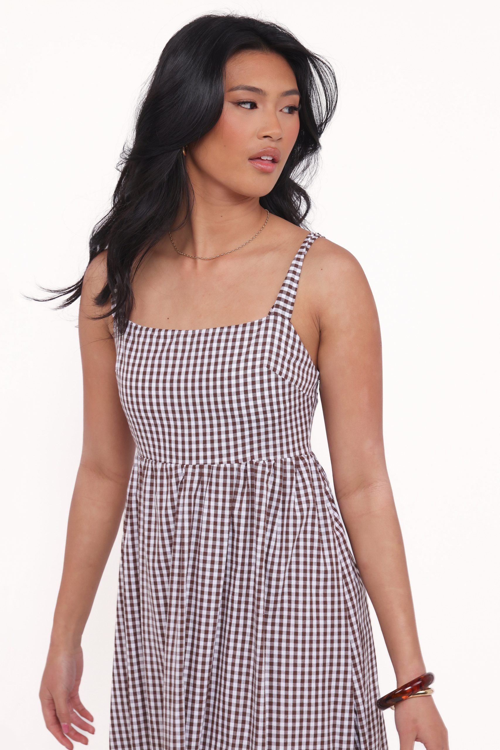 Reid Maxi Dress - Brown Gingham - Image 3