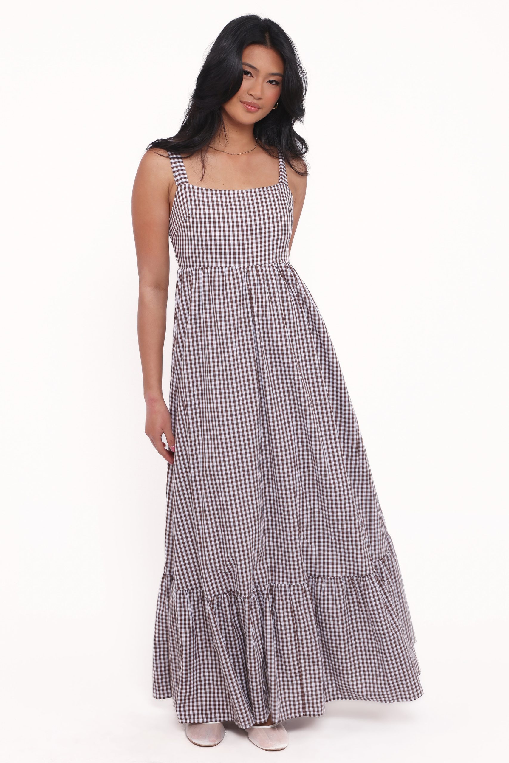 Reid Maxi Dress - Brown Gingham - Image 2