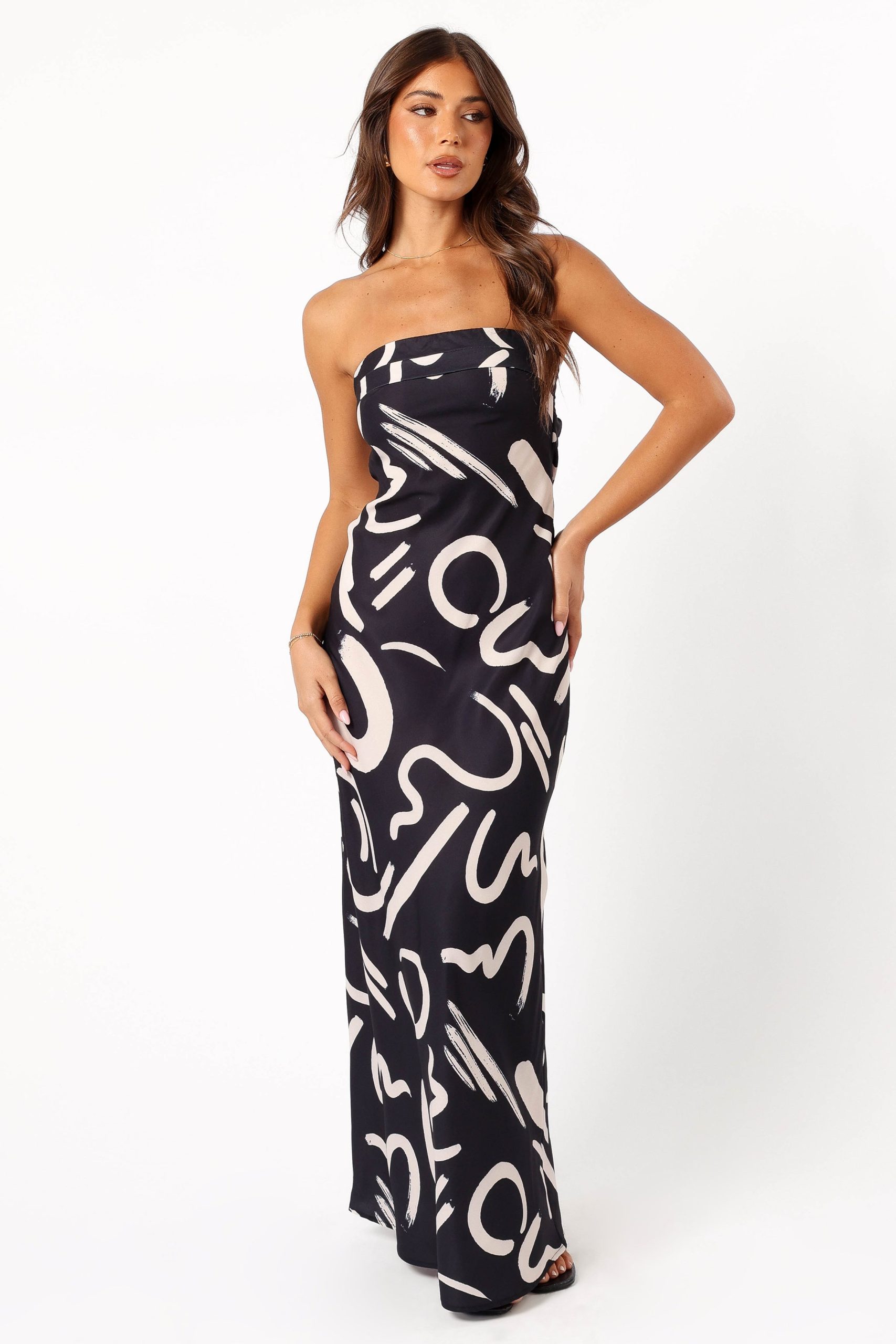 Remmie Strapless Maxi Dress - Black/White - Image 2