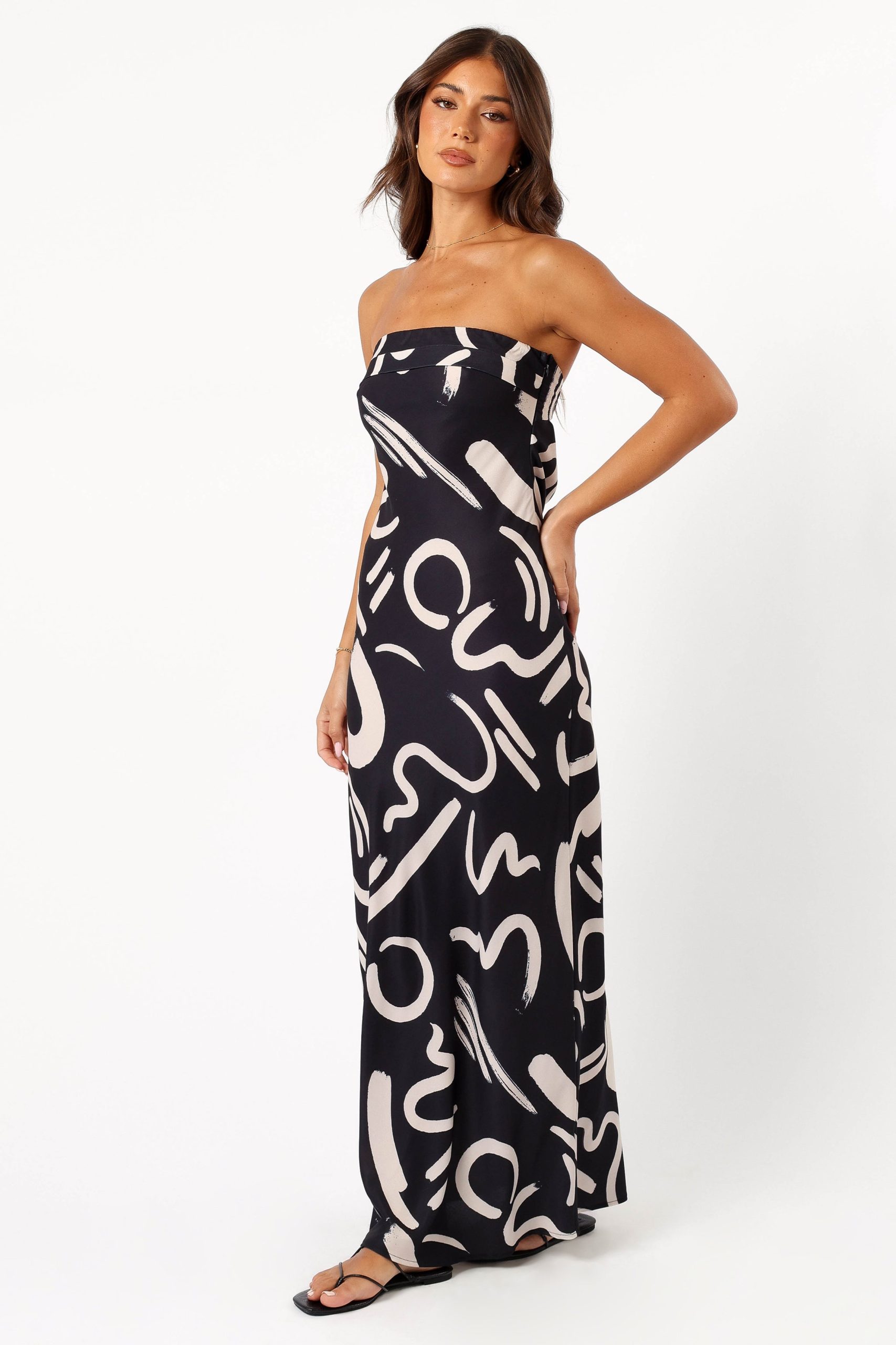 Remmie Strapless Maxi Dress - Black/White - Image 4