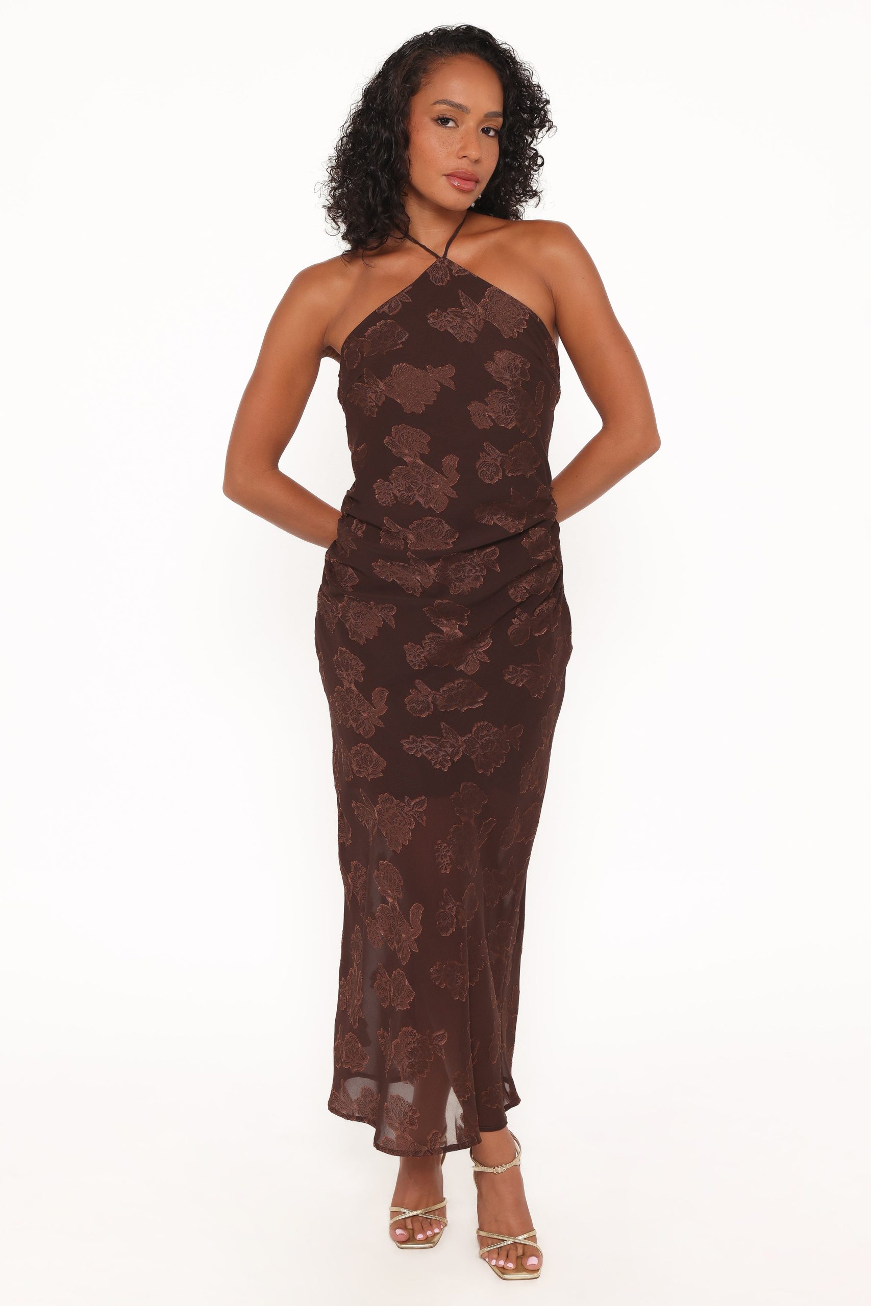 Remy Halterneck Maxi Dress - Brown