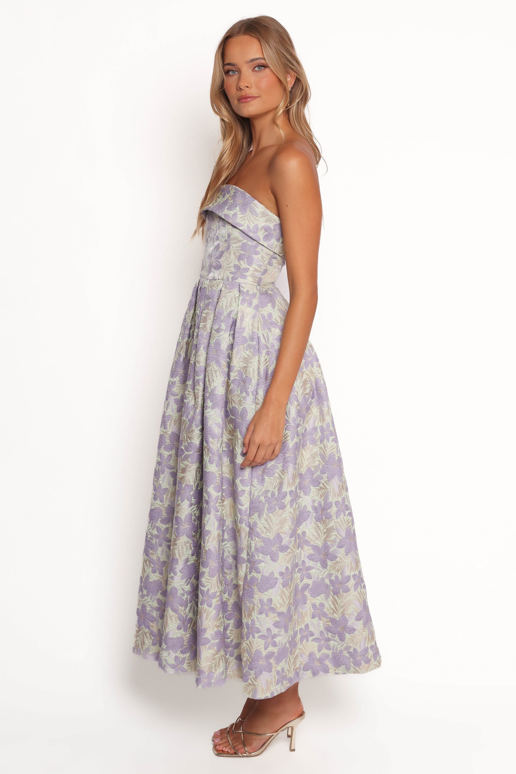 Rhea Strapless Midi Dress - Sage Floral - Image 5