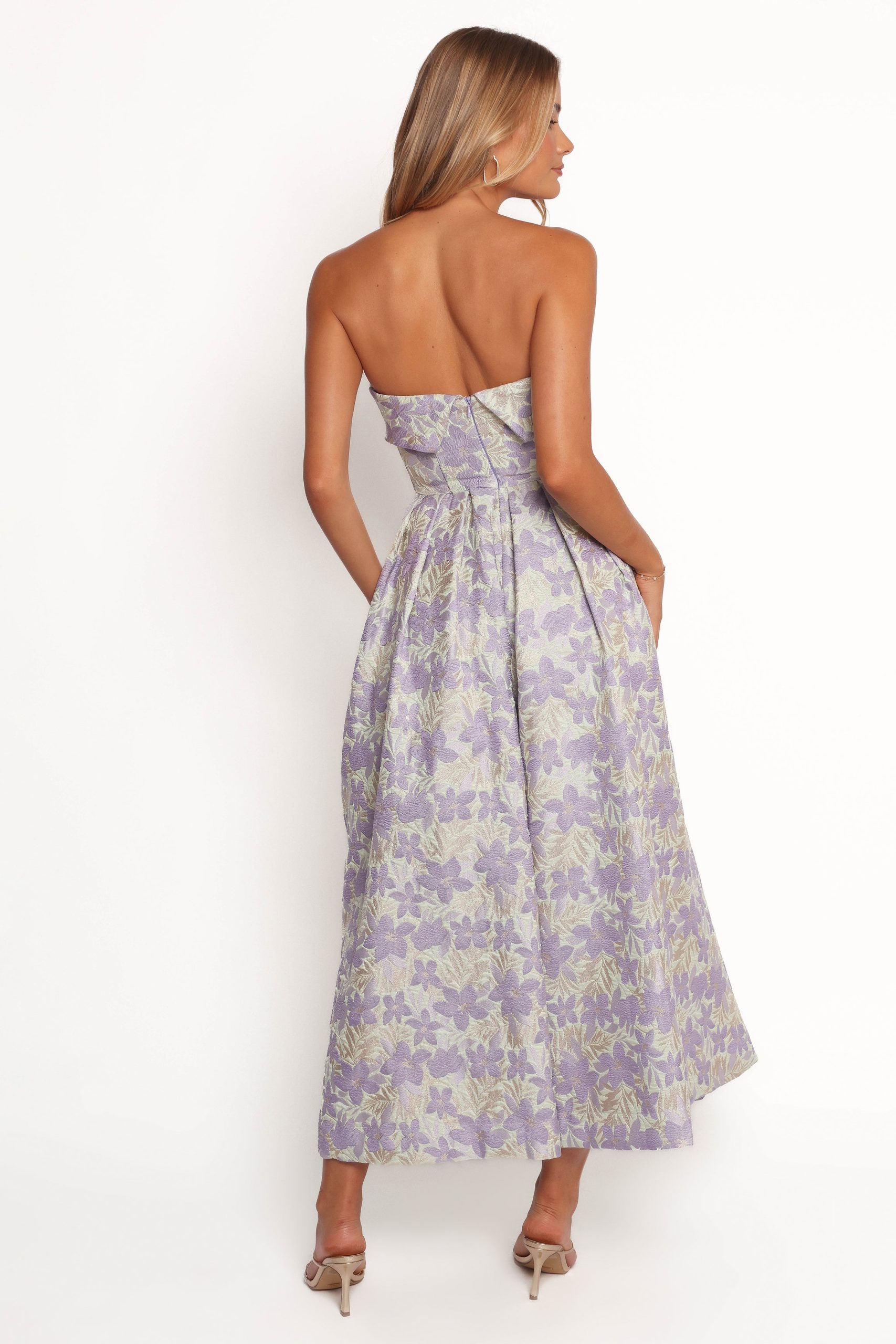 Rhea Strapless Midi Dress - Sage Floral - Image 4