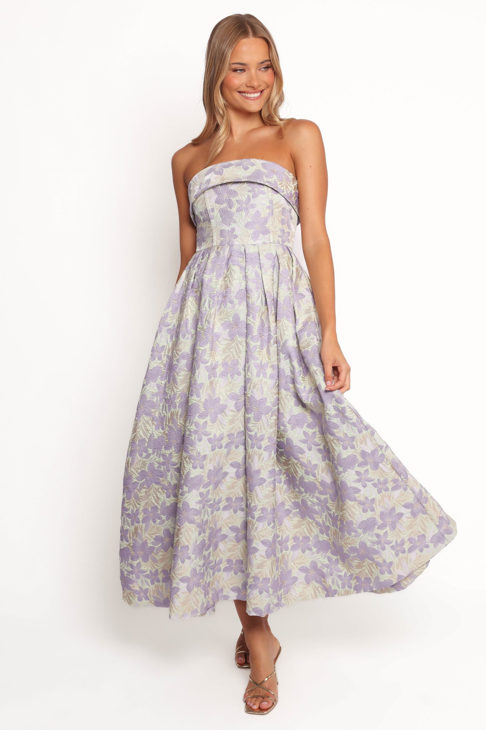 Rhea Strapless Midi Dress - Sage Floral - Image 2