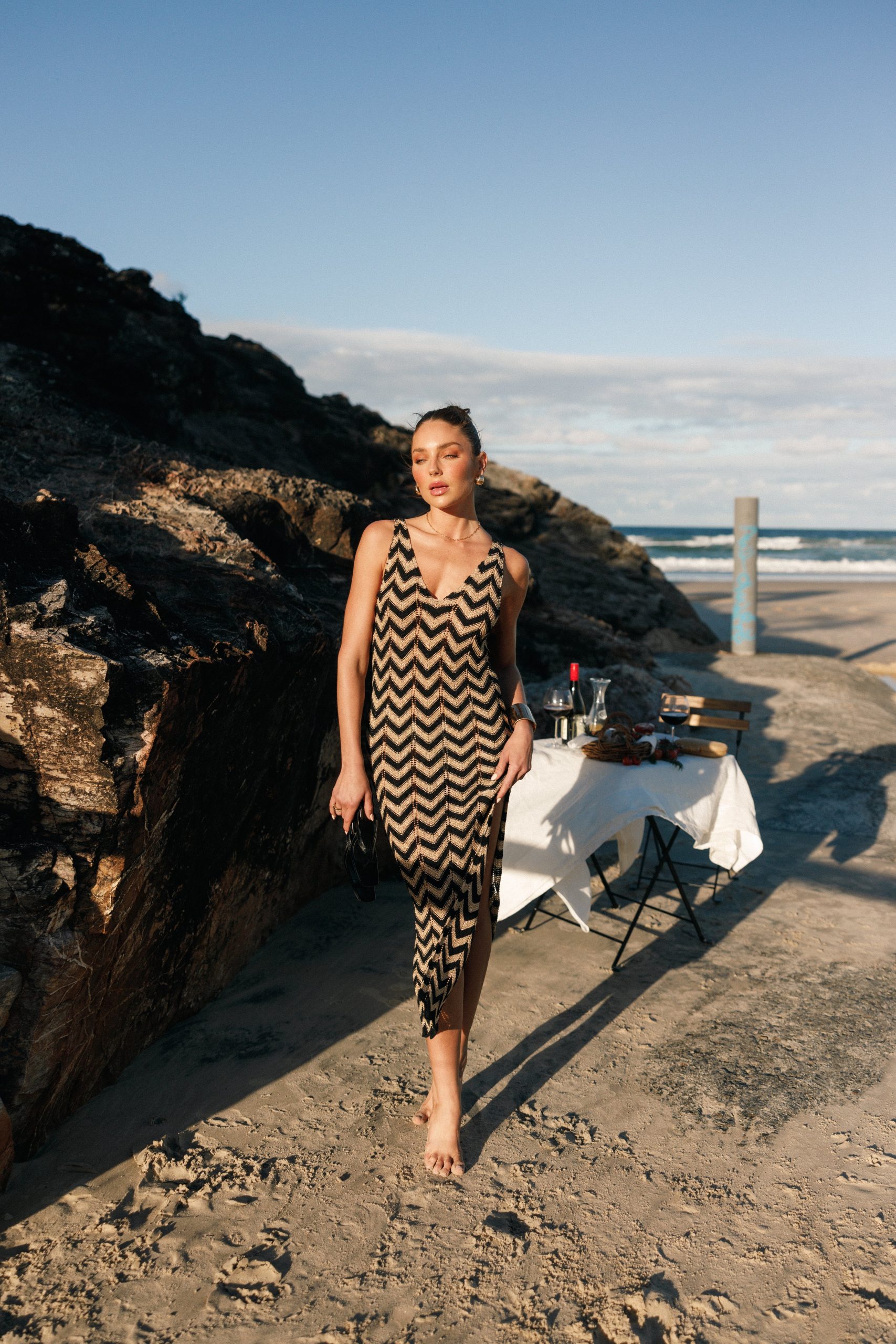 Rhya Midi Dress - Sand/Black - Image 2