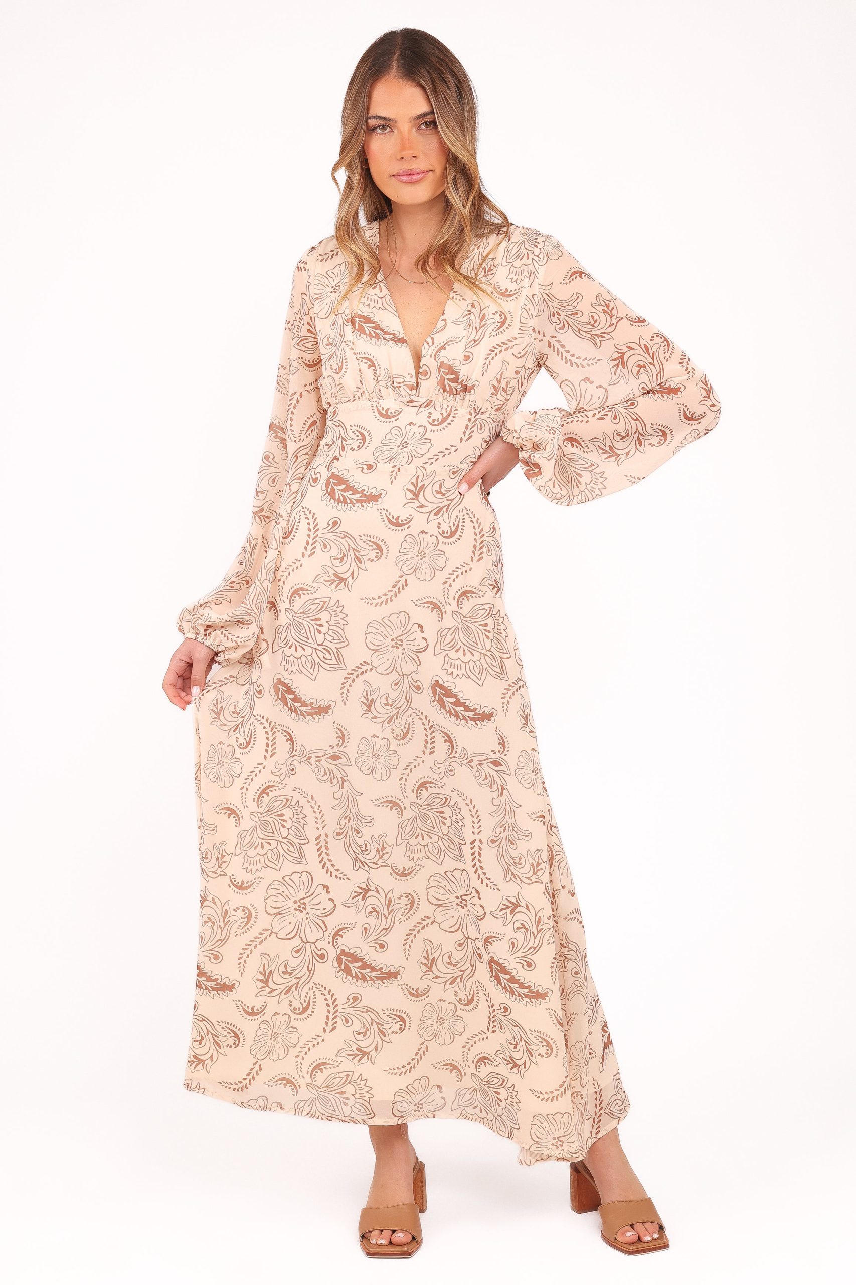 Riba Midi Dress - Brown Paisley - Image 2