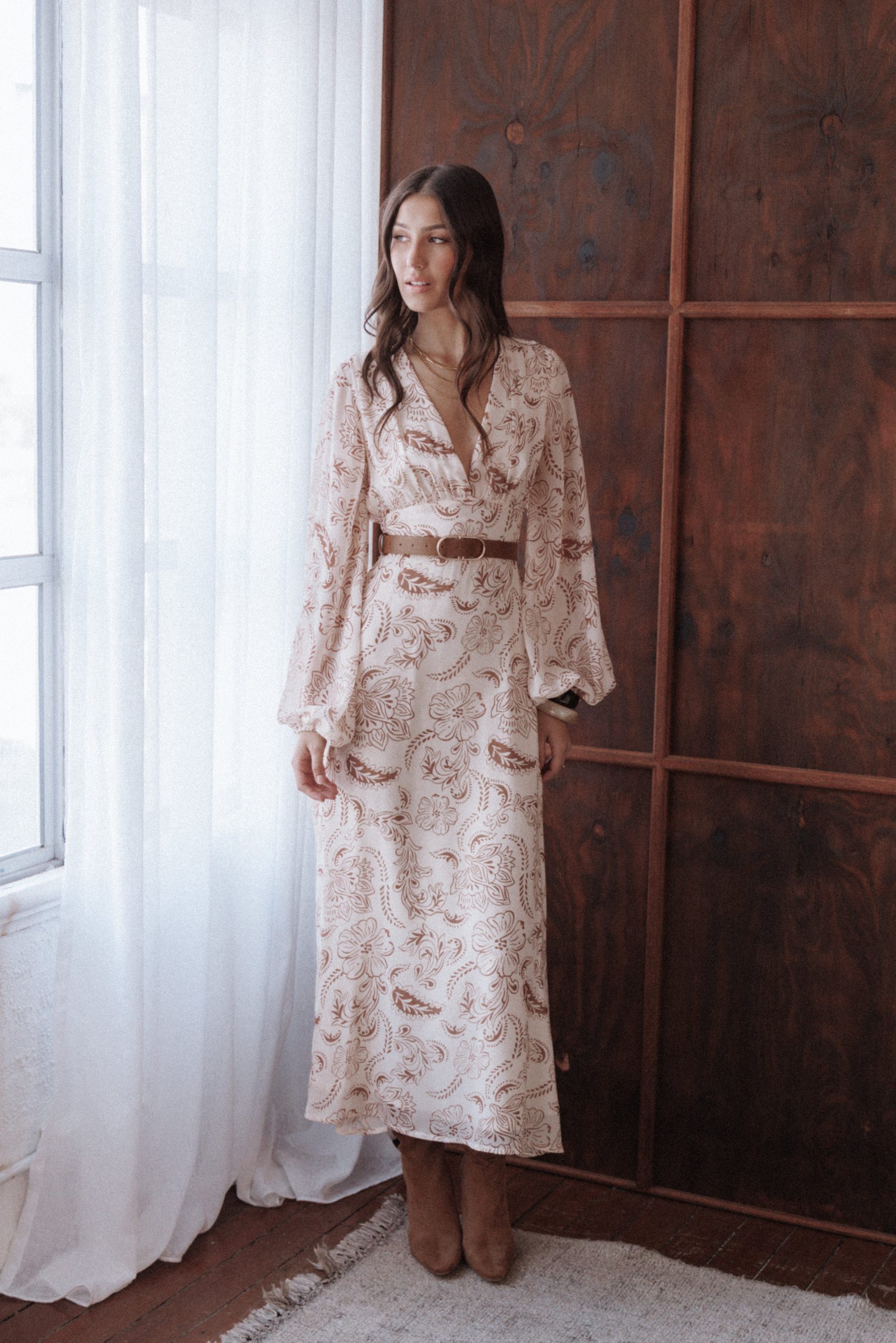 Riba Midi Dress - Brown Paisley - Image 8