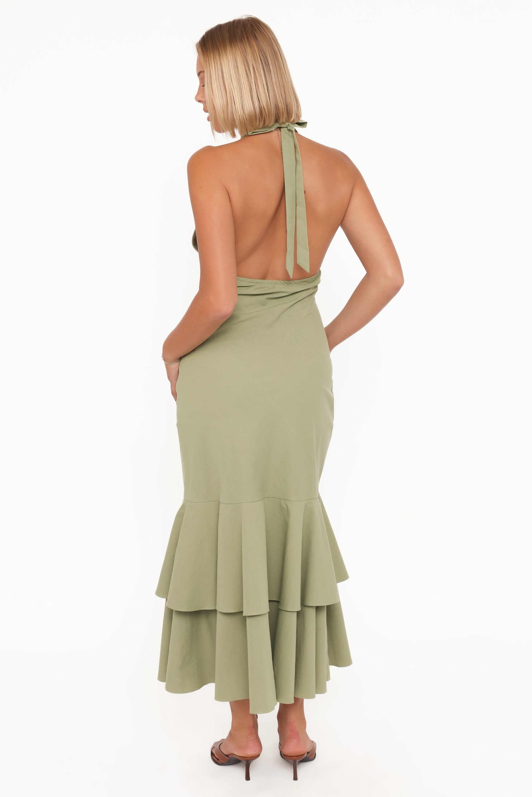 Robyn Halterneck Maxi Dress - Olive Green - Image 2