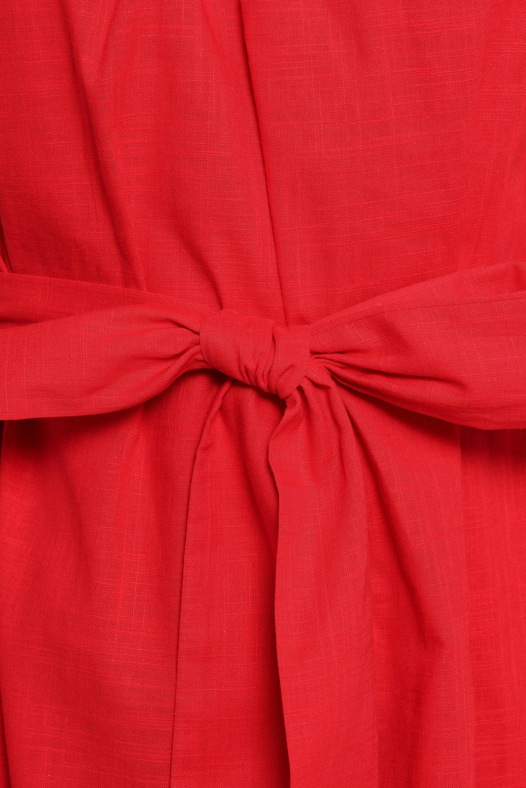 Roma One Shoulder Midi Dress - Red - Image 8