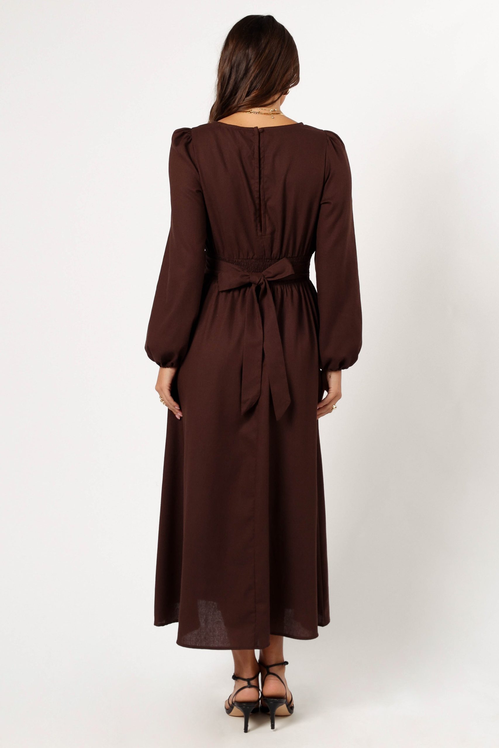 Roman Long Sleeve Maxi Dress - Brown - Image 3