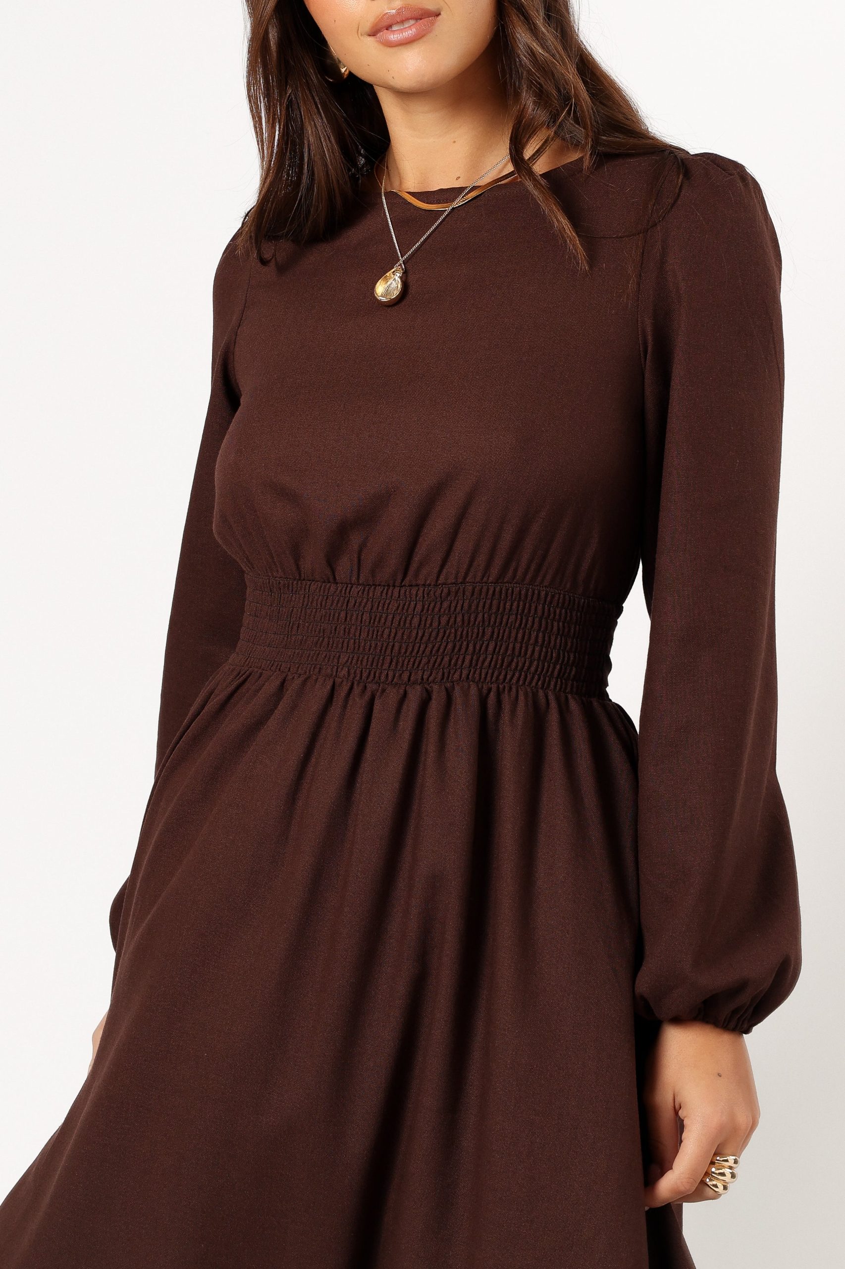 Roman Long Sleeve Maxi Dress - Brown - Image 5