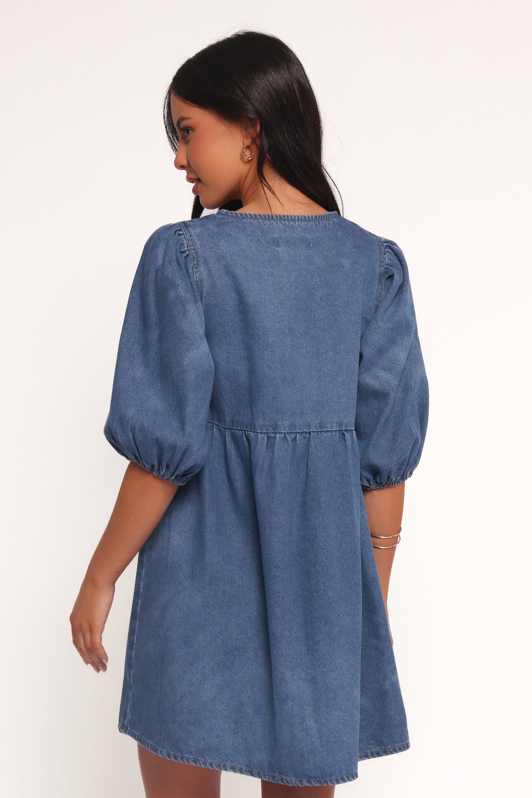 Romana Tie Front Mini Dress - Dark Denim - Image 8