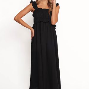 Ross Frill Strap Maxi Dress - Black