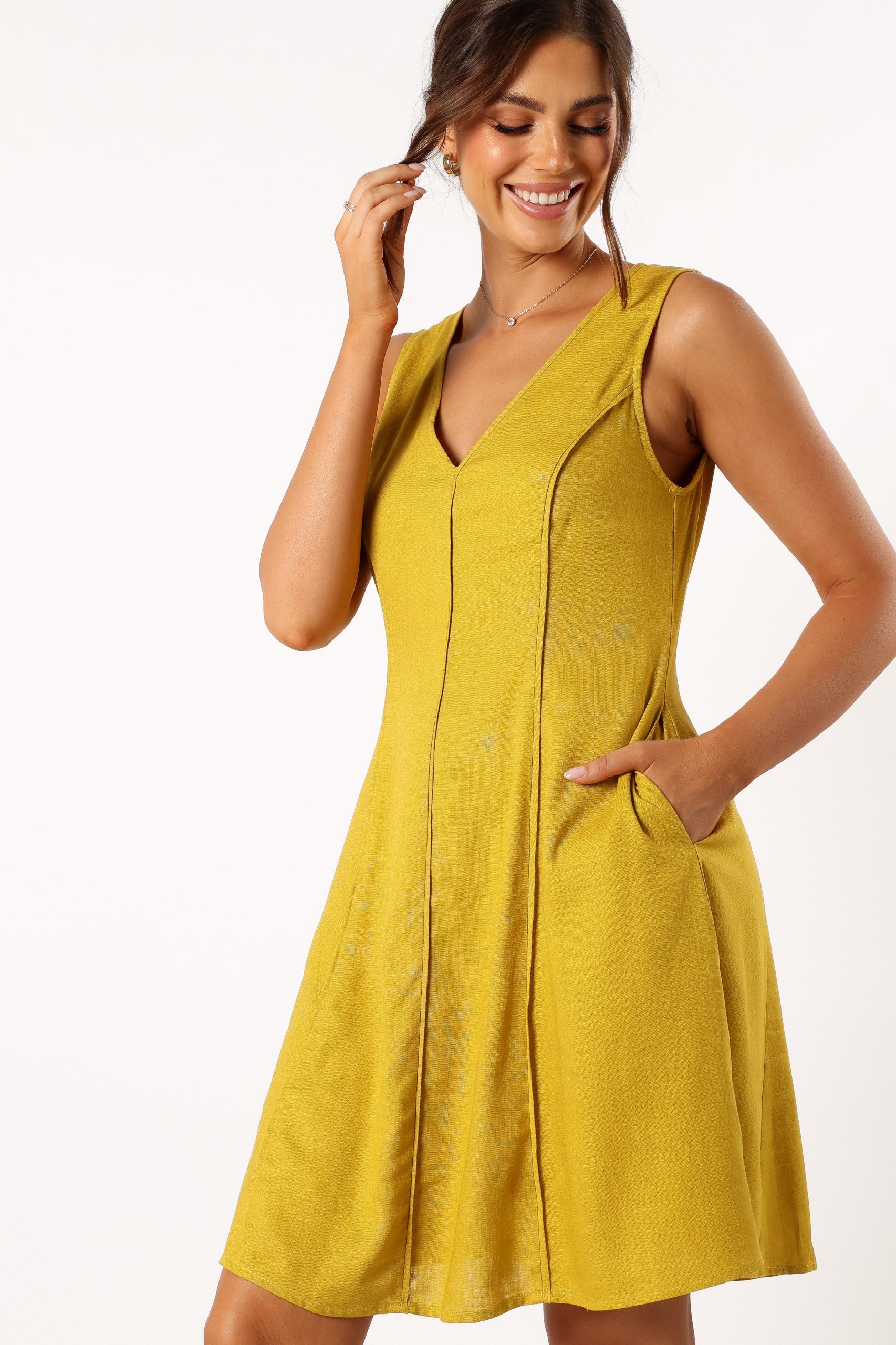 Rubes Mini Dress - Mustard - Image 2
