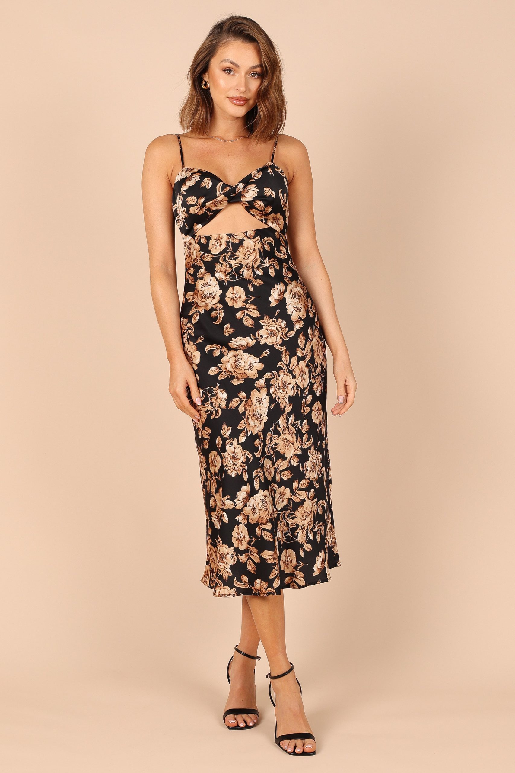 Saga Cut Out Midi Dress - Black Floral - Image 7