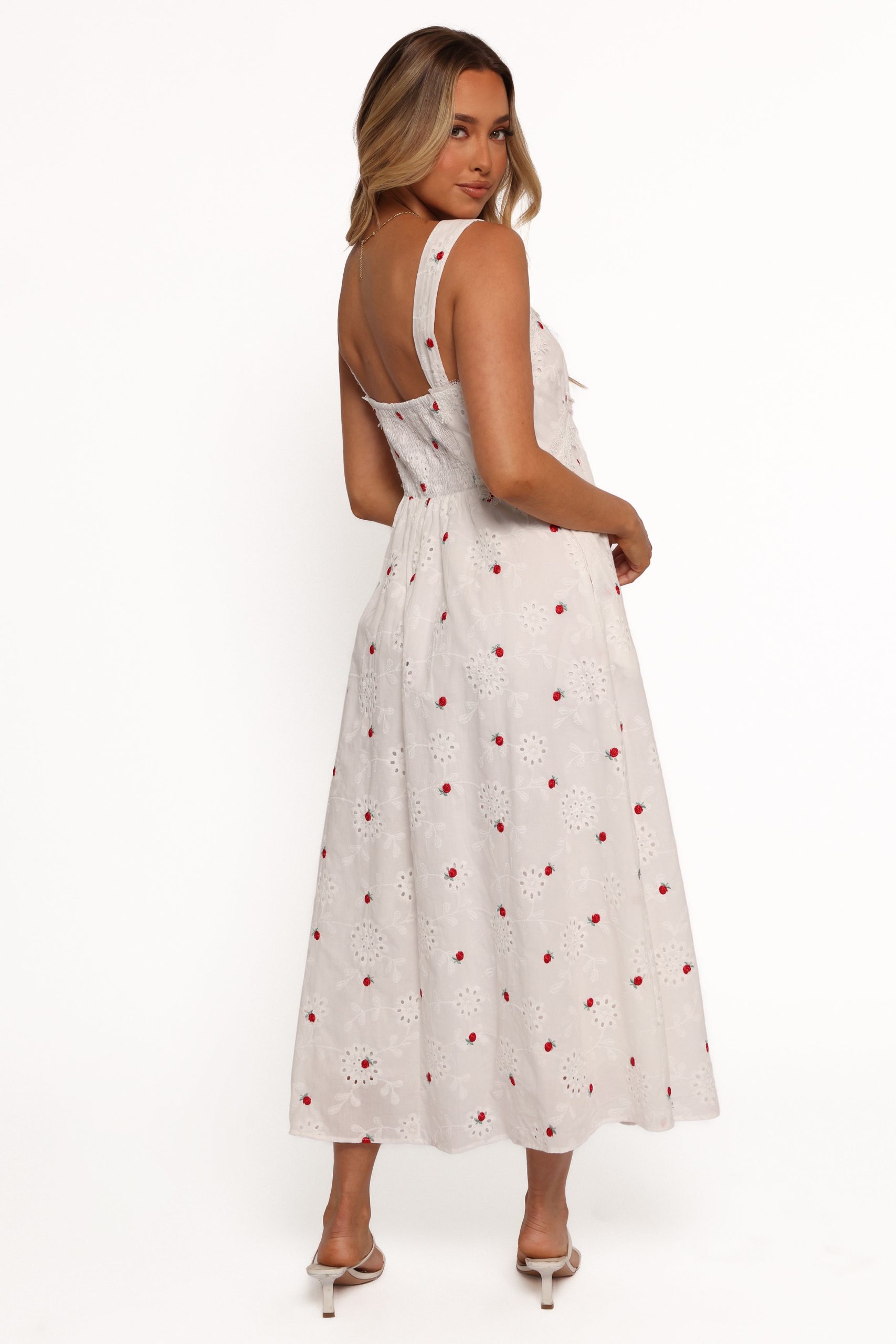 Salli Midi Dress - White/Red - Image 6
