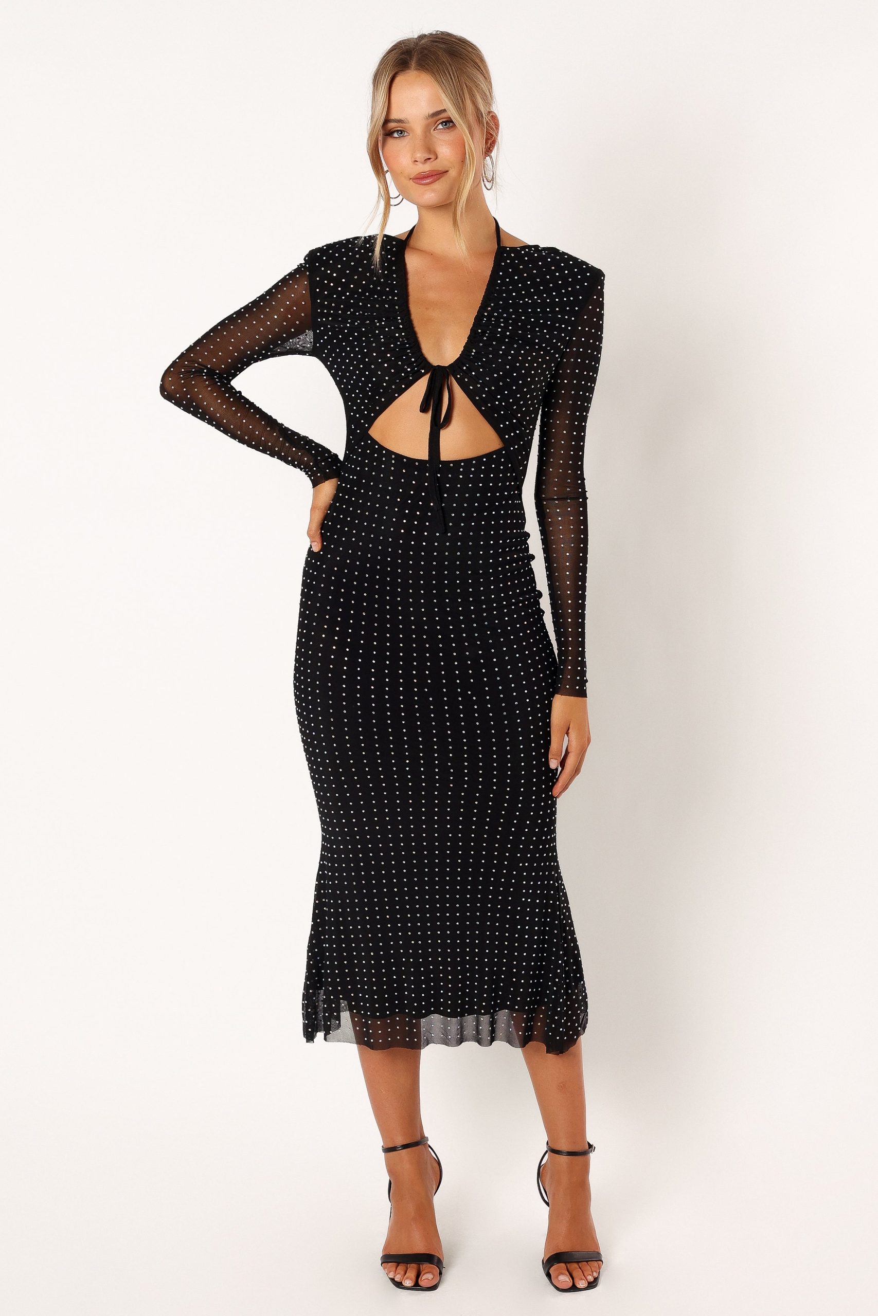 Salvatore Long Sleeve Midi Dress - Black - Image 2