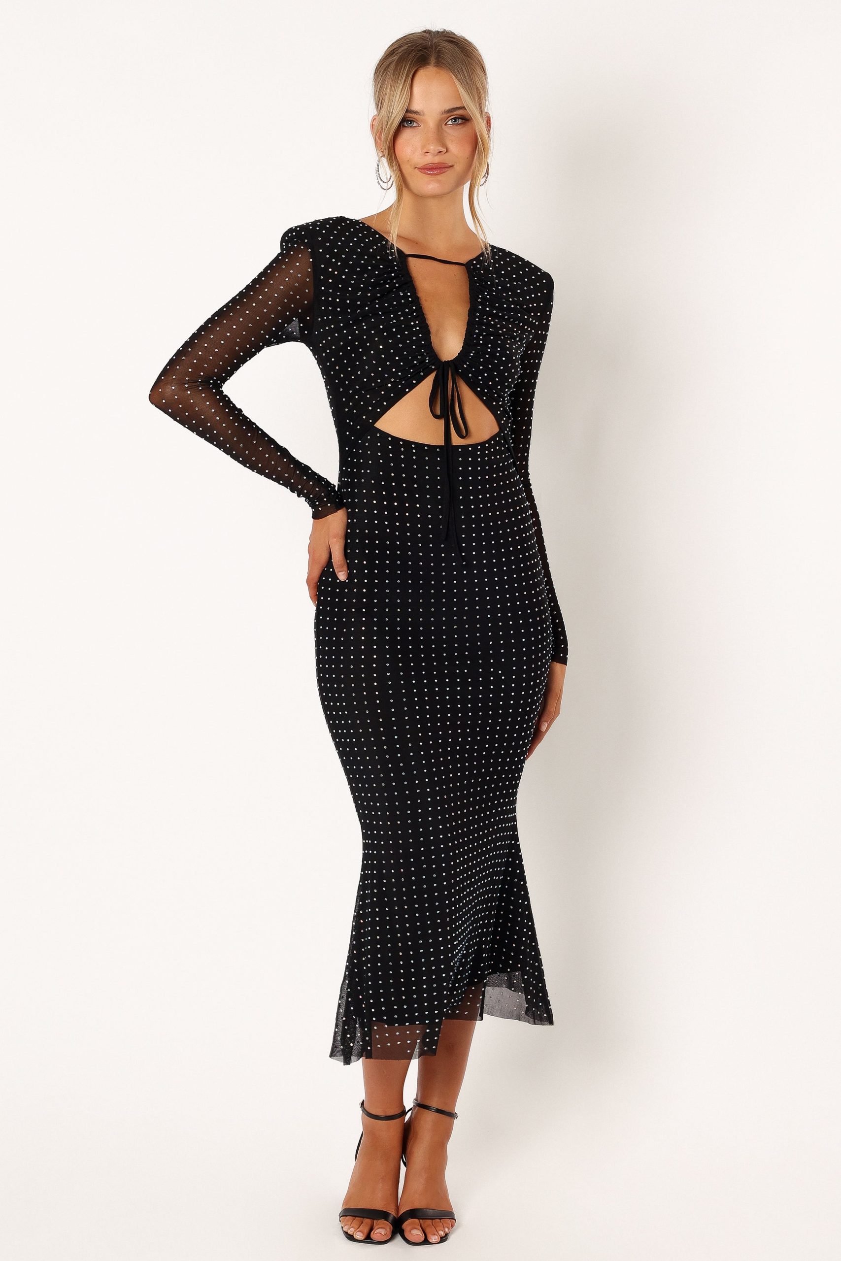 Salvatore Long Sleeve Midi Dress - Black - Image 3