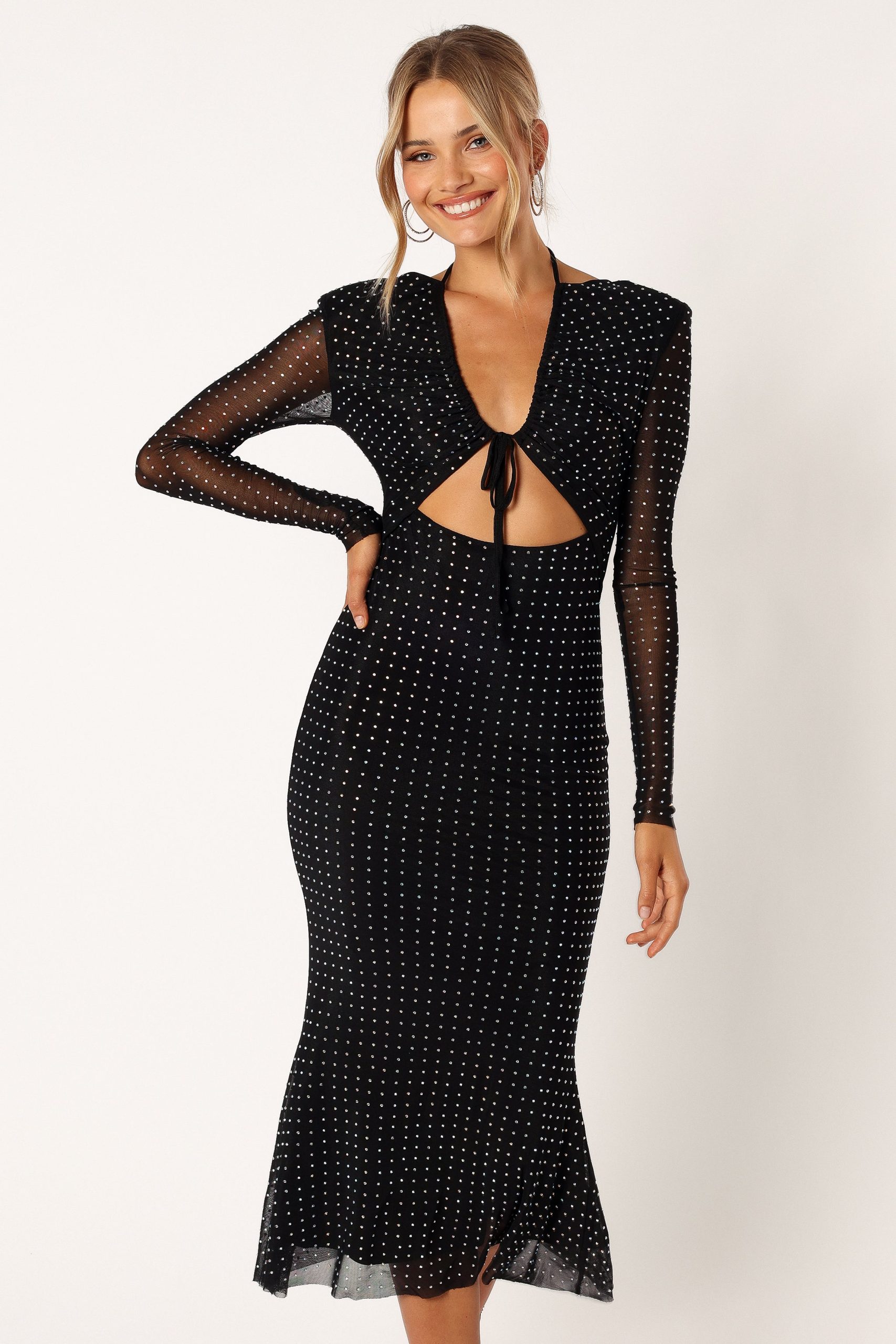 Salvatore Long Sleeve Midi Dress - Black - Image 8