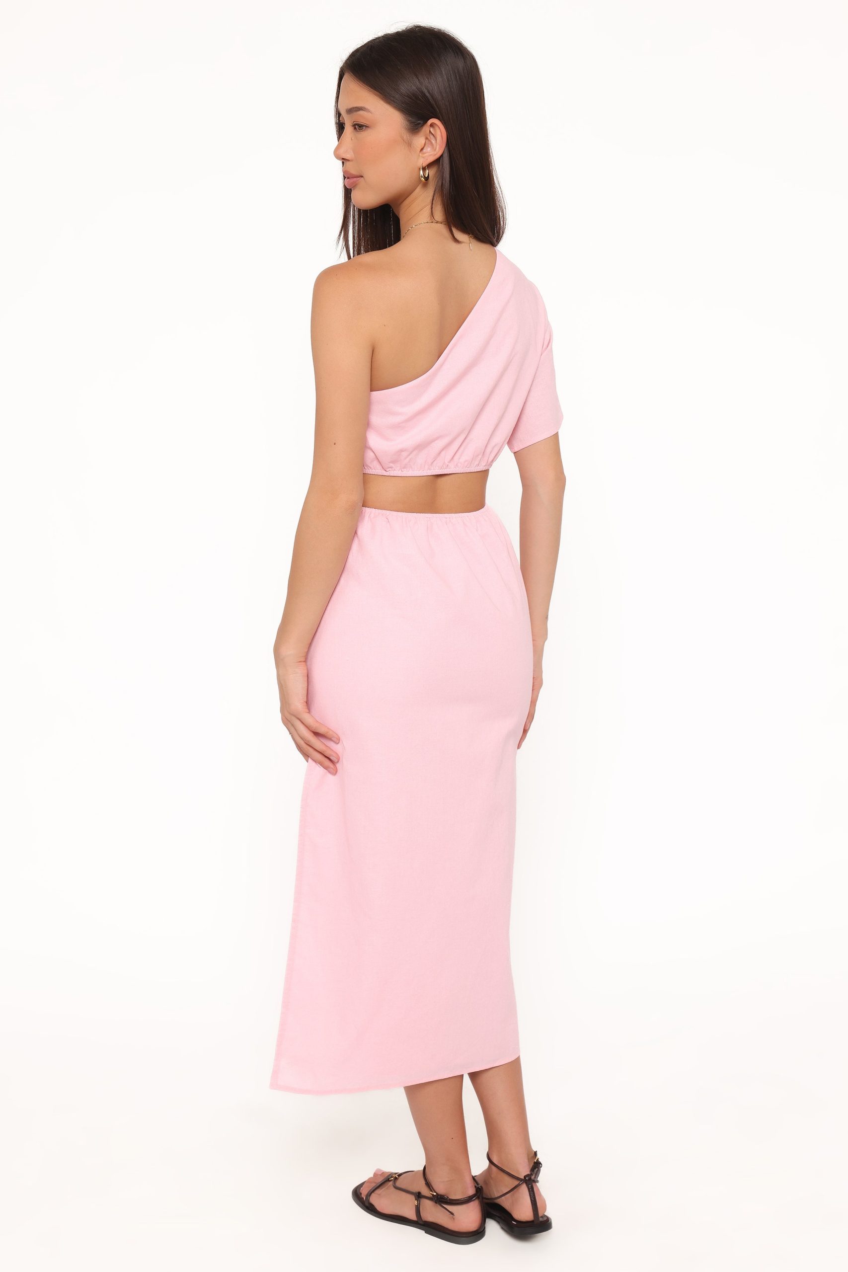 Samira One Shoulder Midi Dress - Pink - Image 4