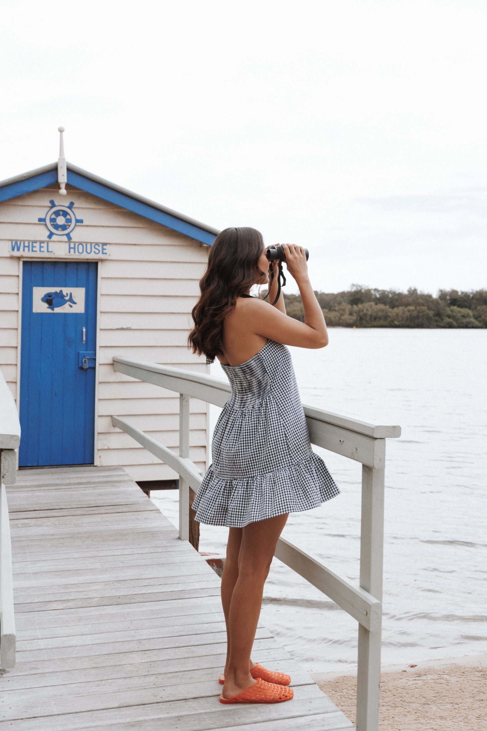 Samson Mini Dress - Navy Gingham - Image 8