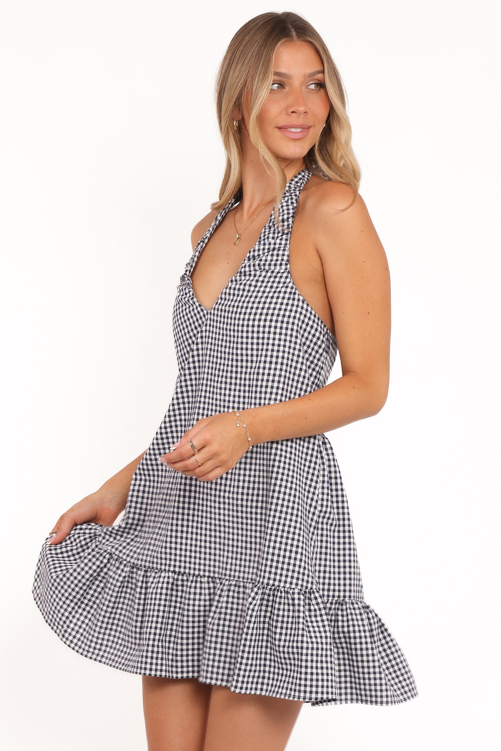 Samson Mini Dress - Navy Gingham - Image 4