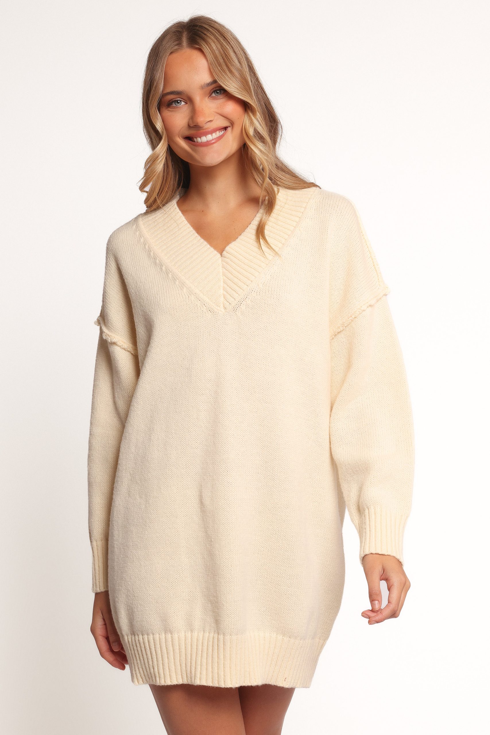 Sancia Knit Mini Dress - Cream - Image 2