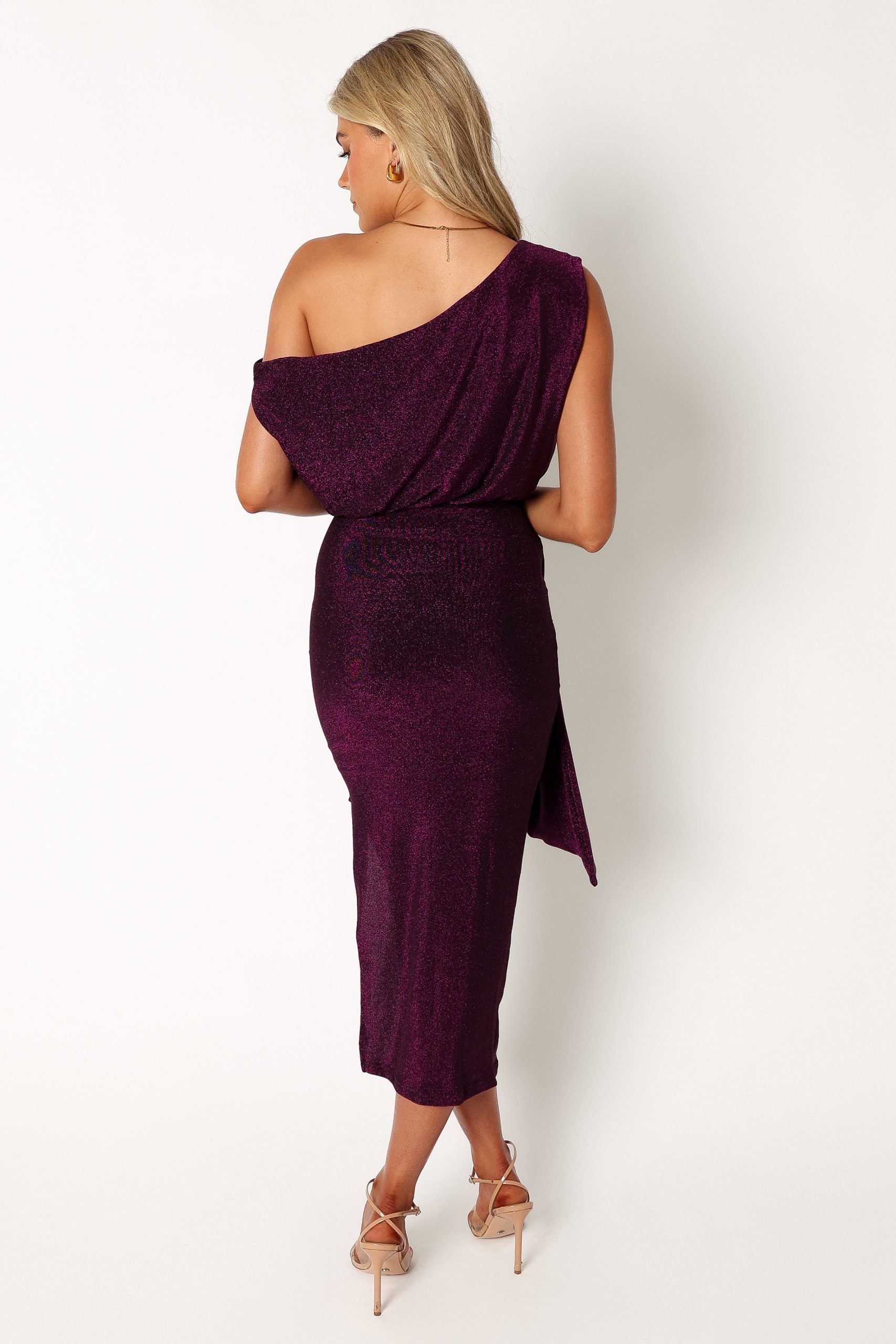 Santiago Off Shoulder Midi Dress - Purple - Image 4