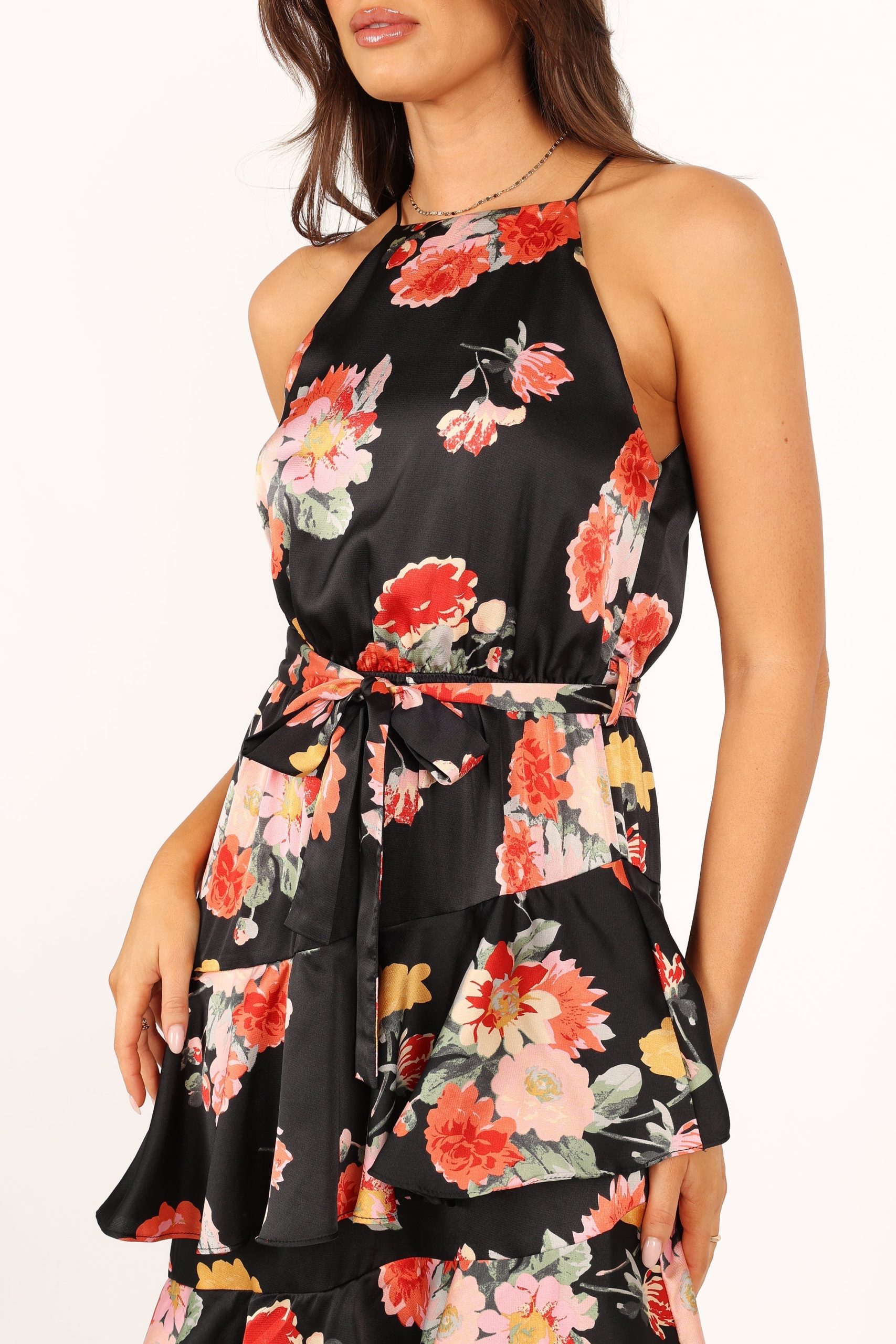 Sarona Halterneck Maxi Dress - Black Floral - Image 2