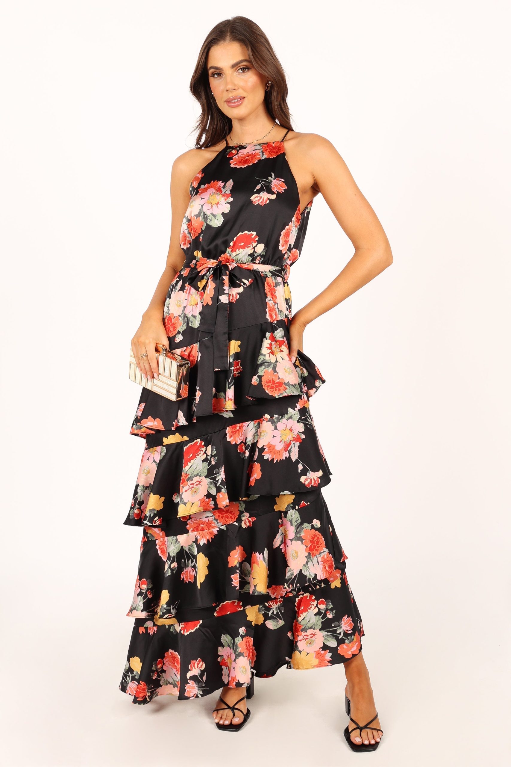 Sarona Halterneck Maxi Dress - Black Floral - Image 3