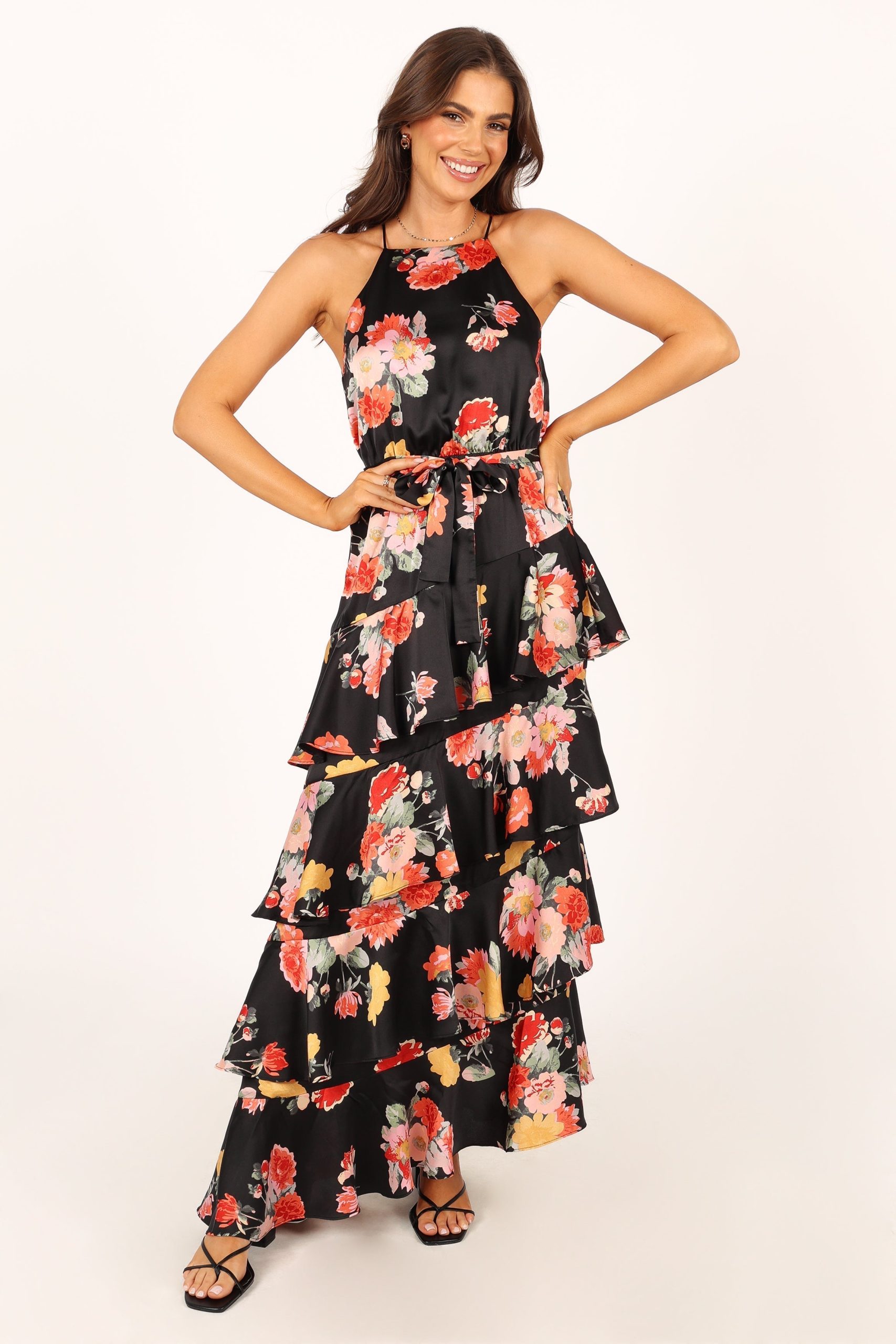 Sarona Halterneck Maxi Dress - Black Floral - Image 7