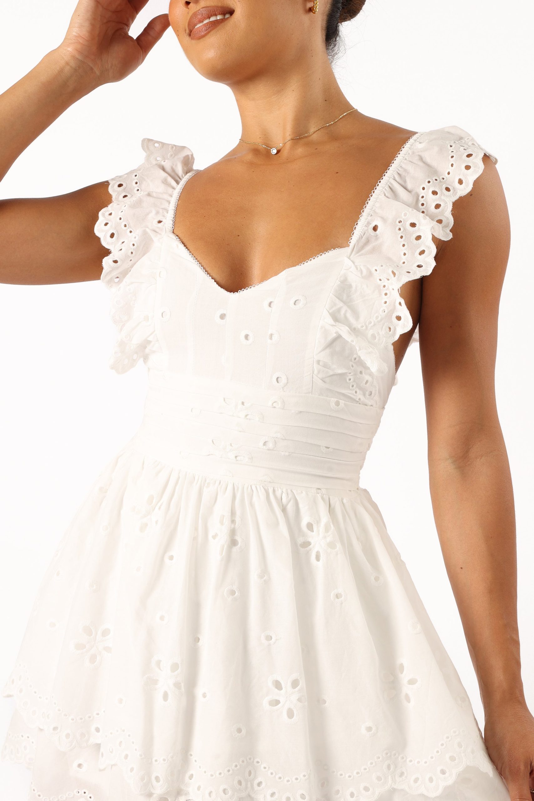 Selda Frill Sleeve Mini Dress - White - Image 2