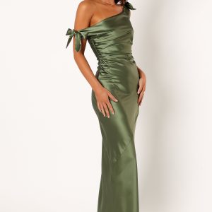 Selma Off Shoulder Maxi Dress - Olive