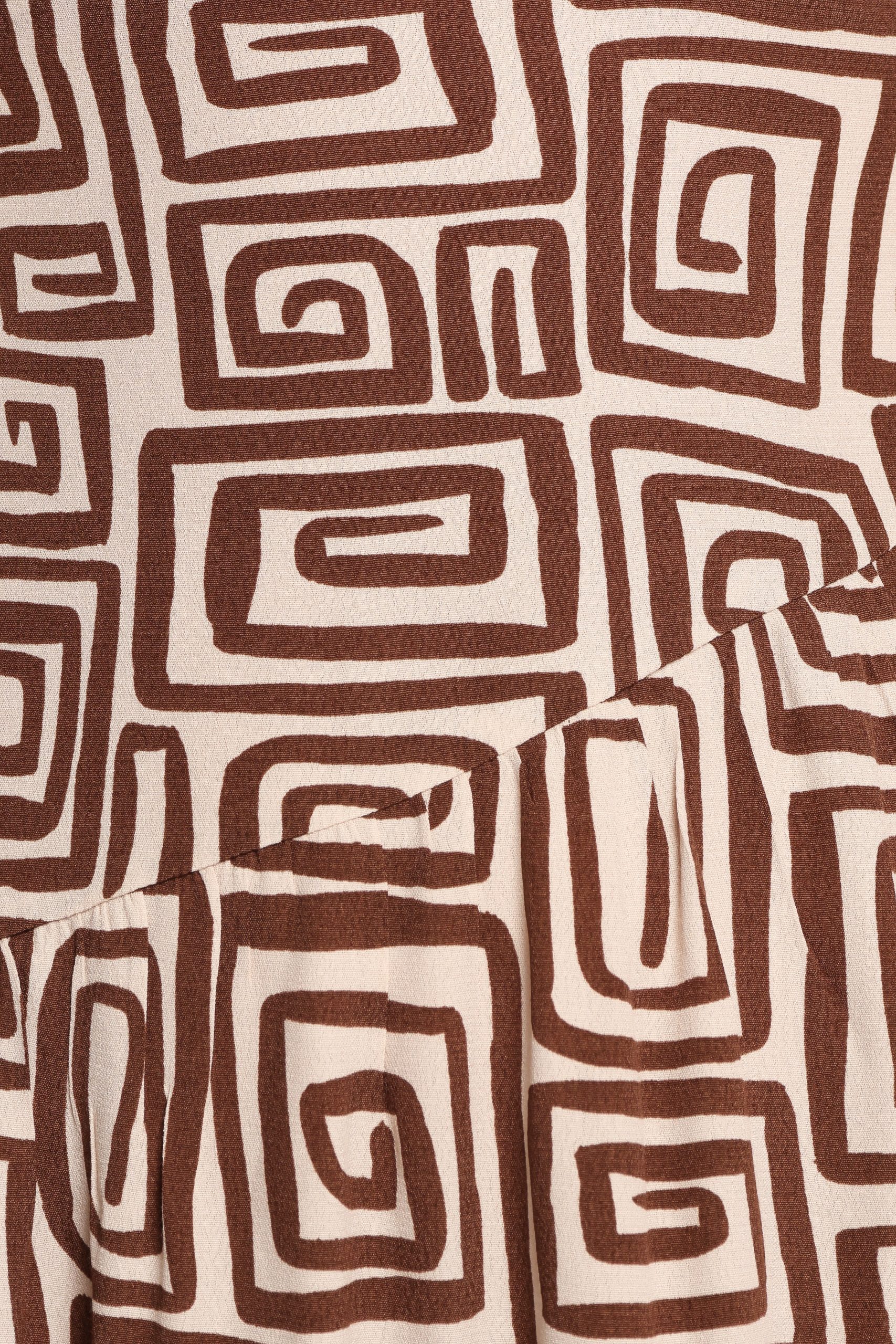 Sheridan Long Sleeve Mini Dress - Chocolate Brown Print - Image 8