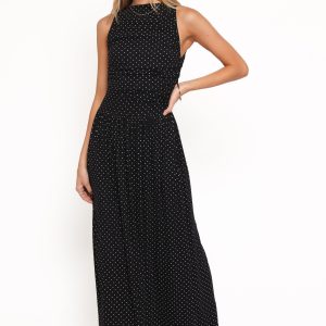 Shirley Maxi Dress - Black Polka Dot