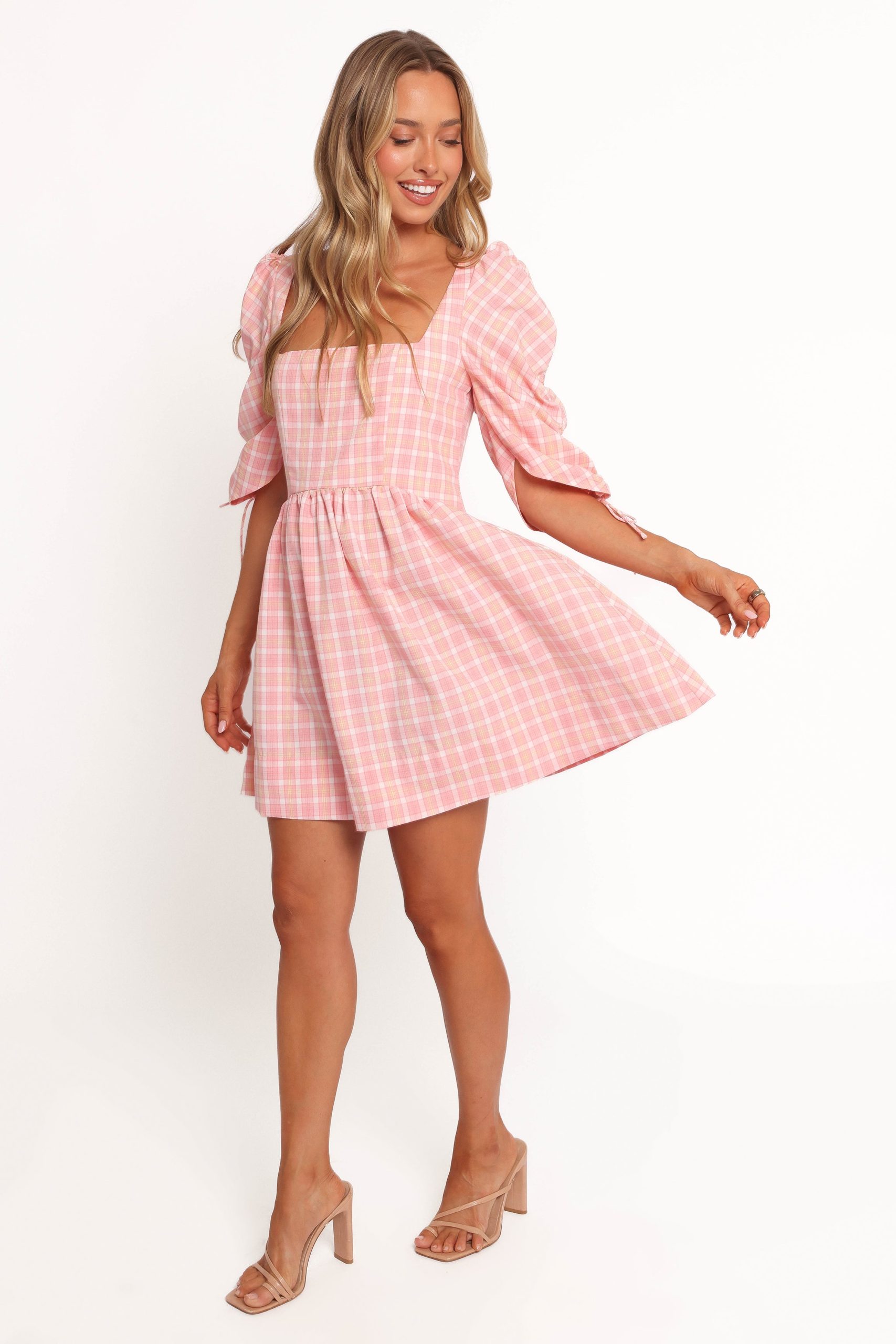 Siena Mini Dress - Pink Check - Image 3