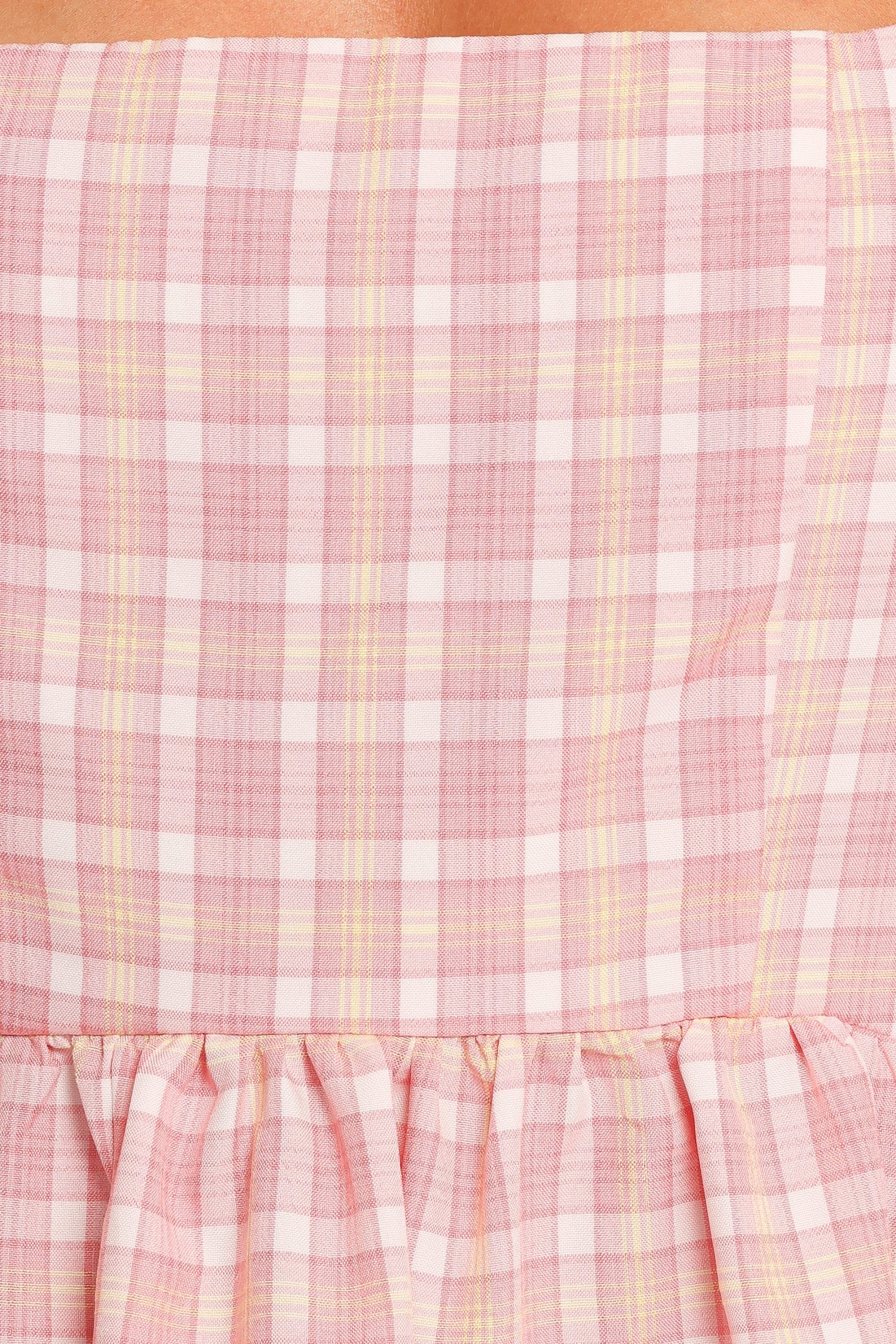 Siena Mini Dress - Pink Check - Image 7